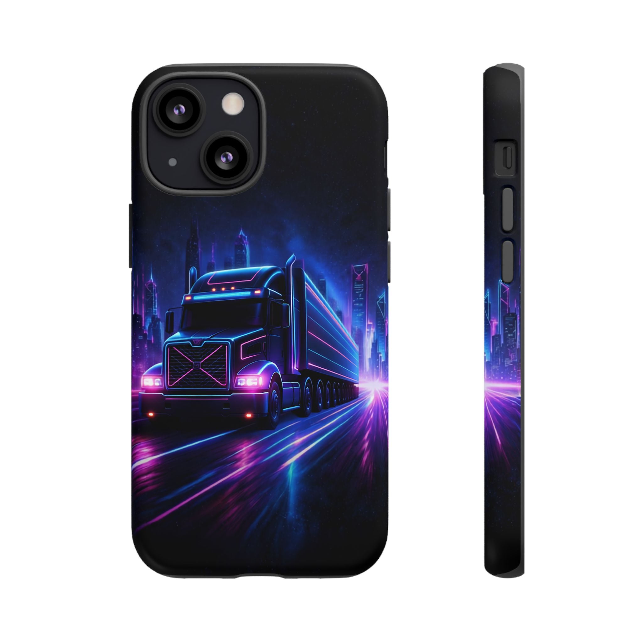 Neon Retro Rig Phone Case — Trucker Semi Truck Nightscape Protective Case
