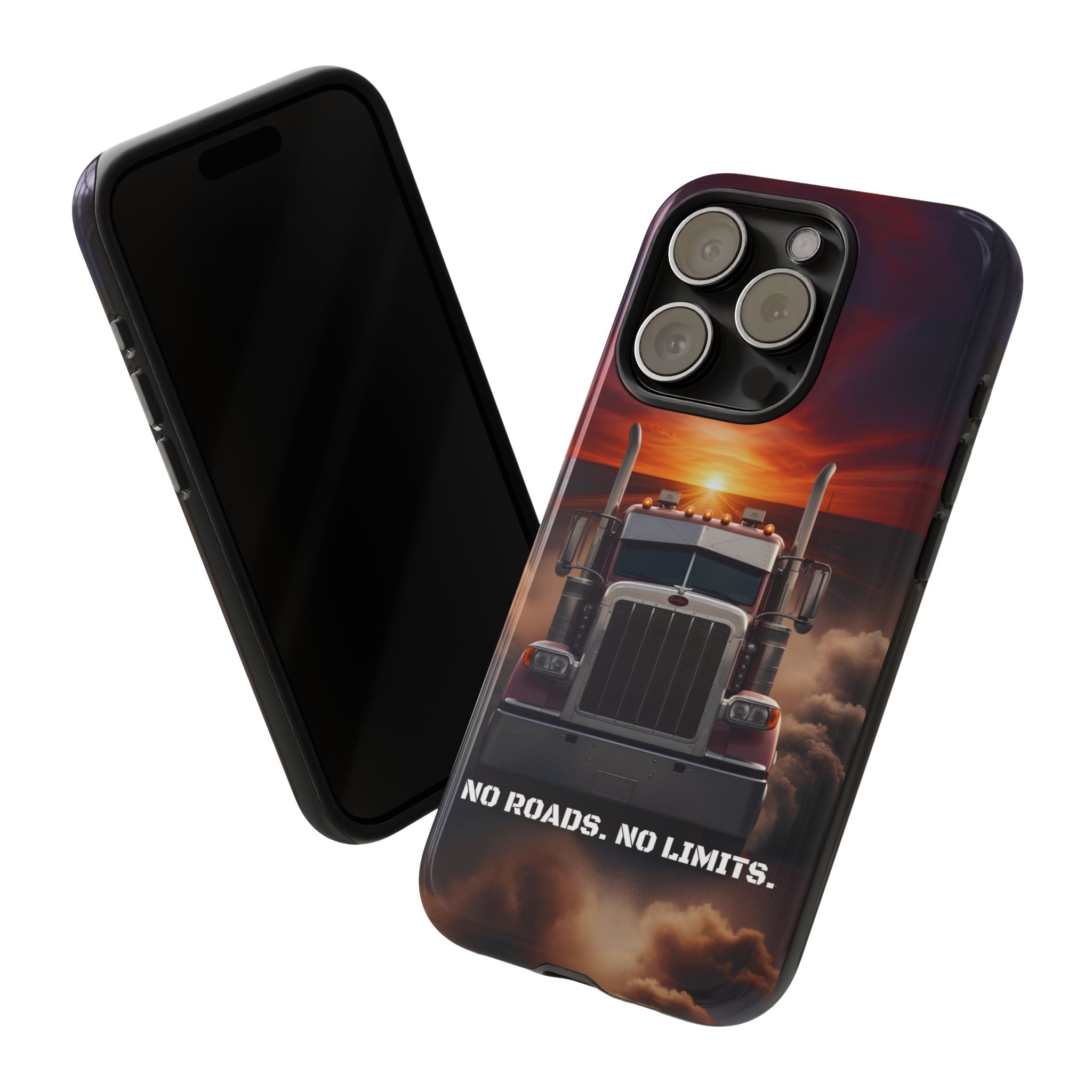 Truck Phone Case — "No Roads. No Limits." Sunset Semi Truck Protective Case