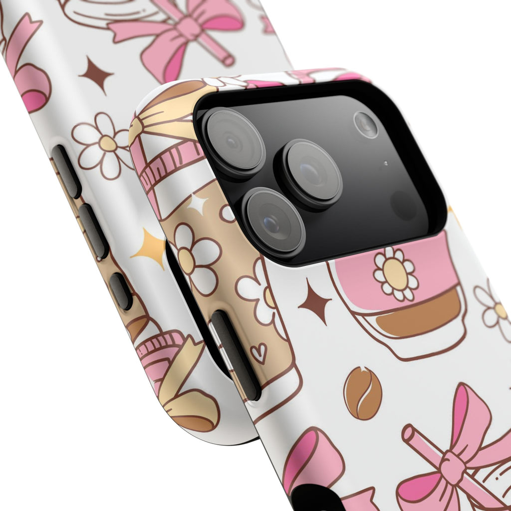 Cute Pink Coffee & Latte Pattern Impact Phone Case