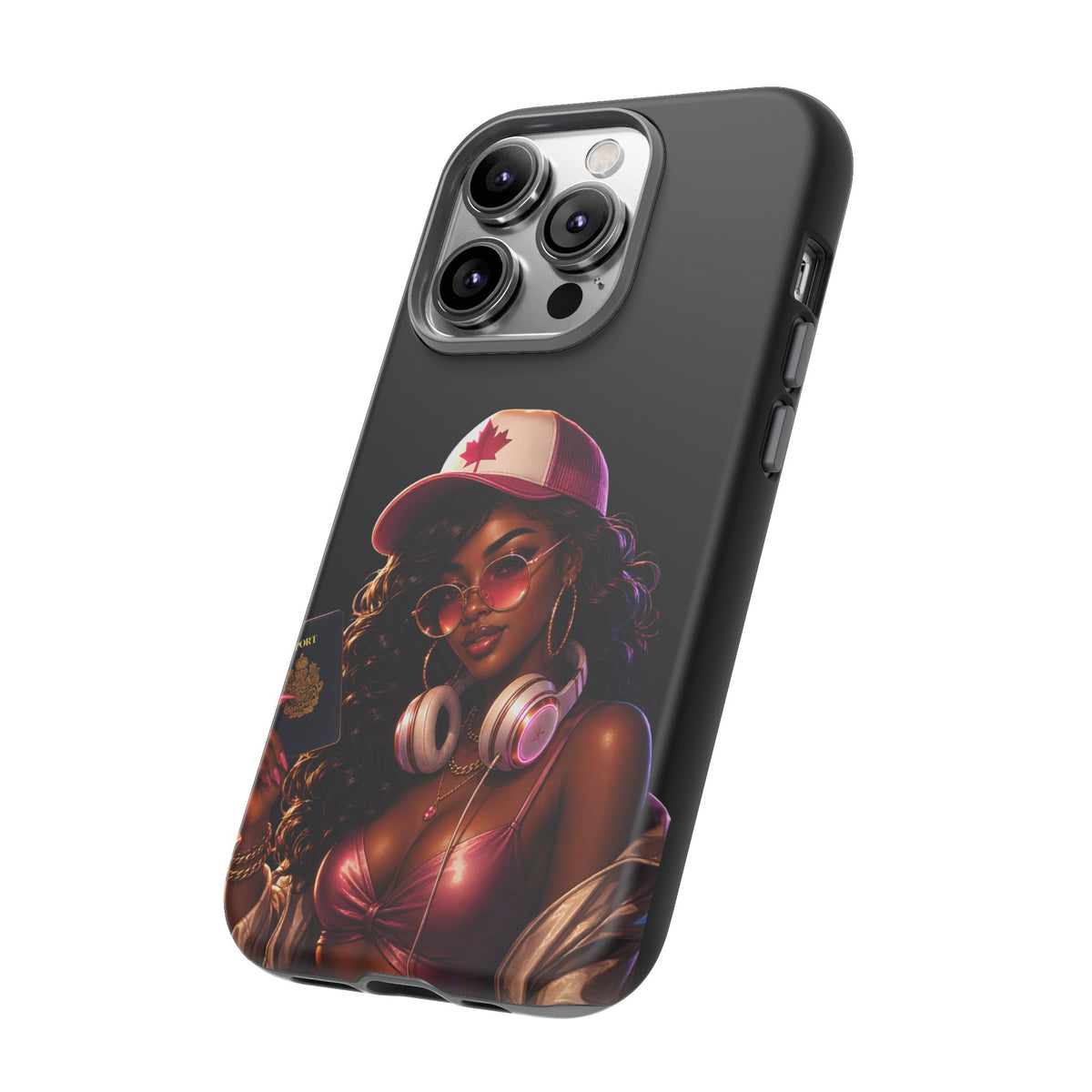 Phone Case - Cool Urban Woman with Headphones & Maple Hat