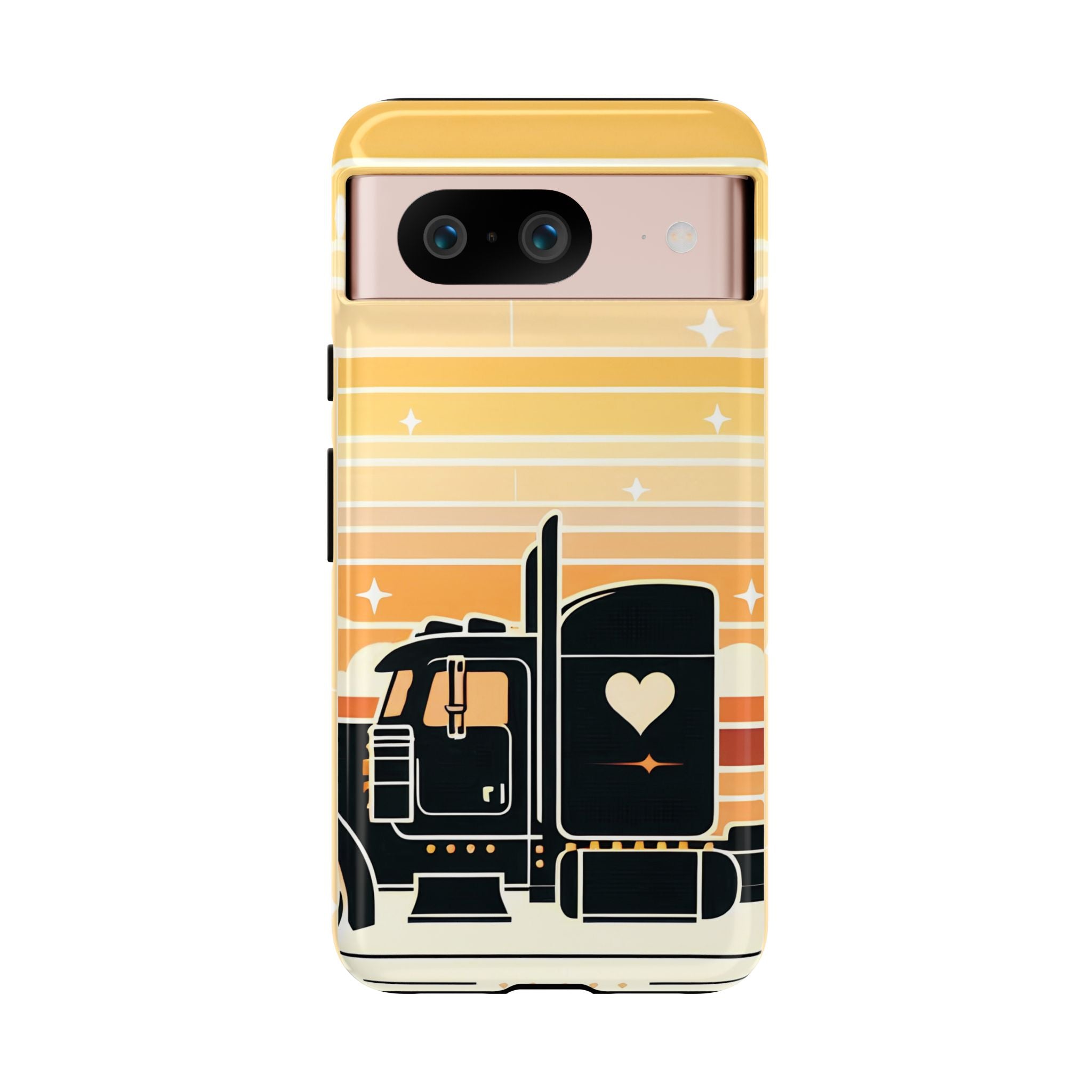 Trucker Heart Phone Case — Retro Semi Truck Protective Phone Cover