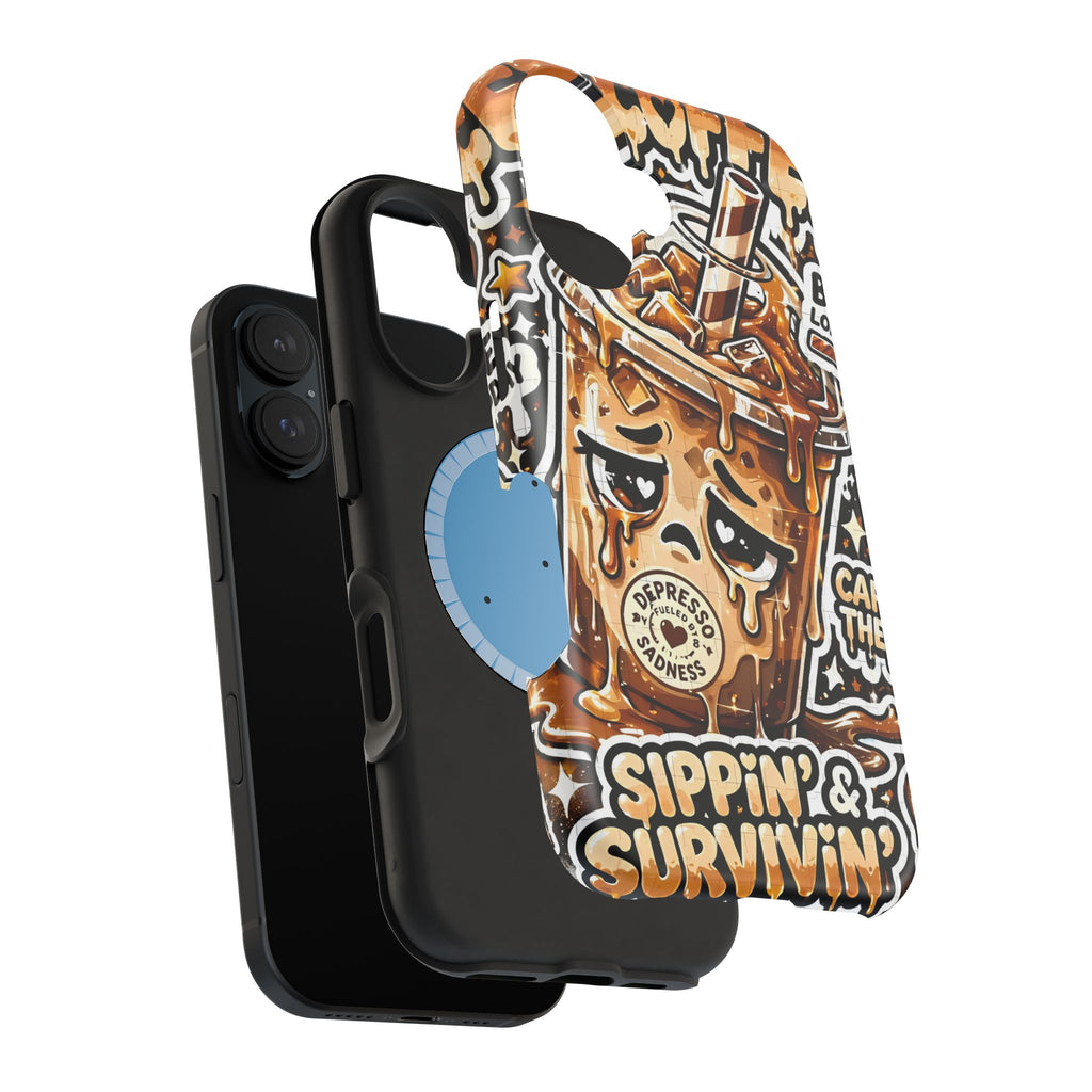 Iced Coffee Phone Case — “Sippin' & Survivin'” Magnetic Impact-Resistant Case