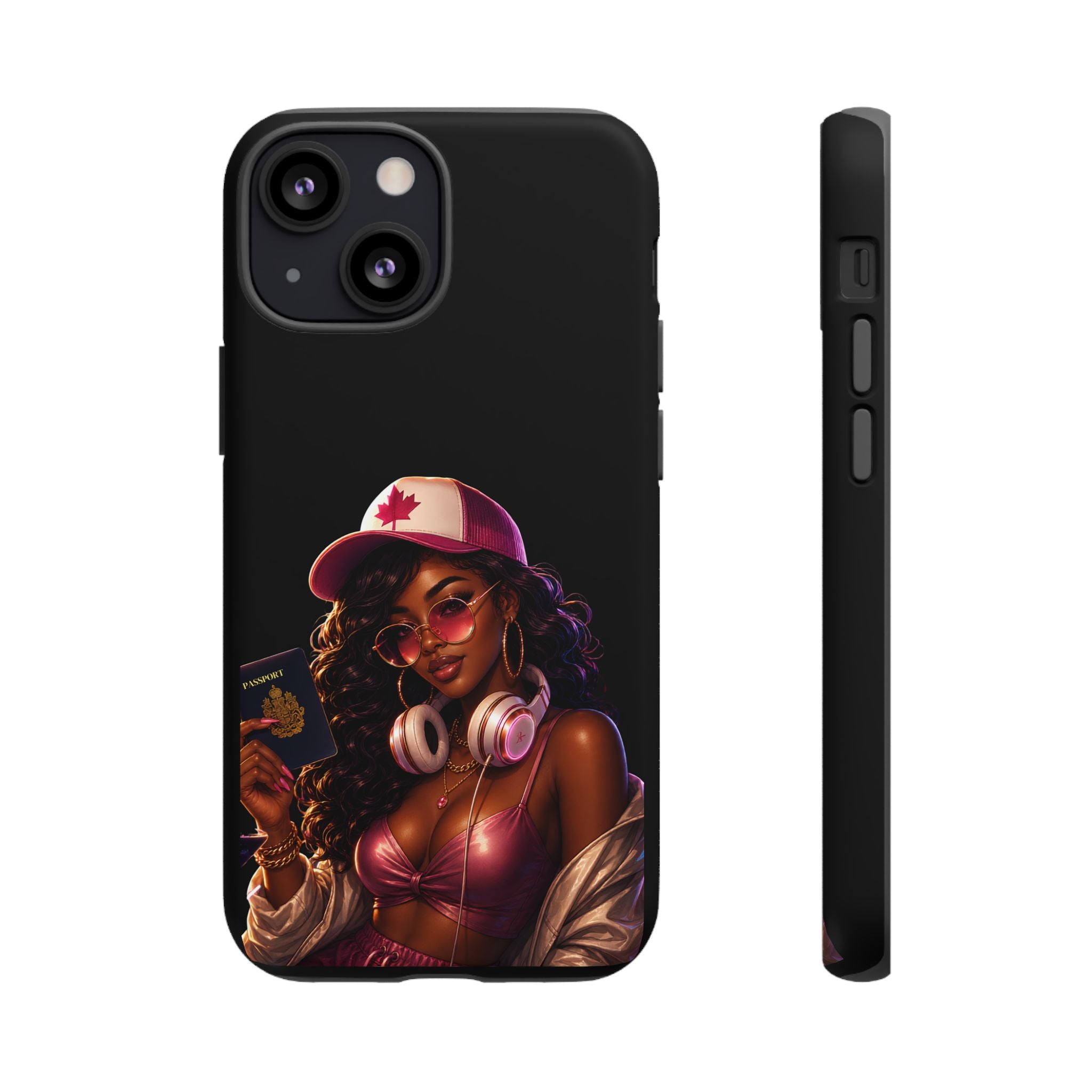 Phone Case — Stylish Urban Woman Design with Maple Cap