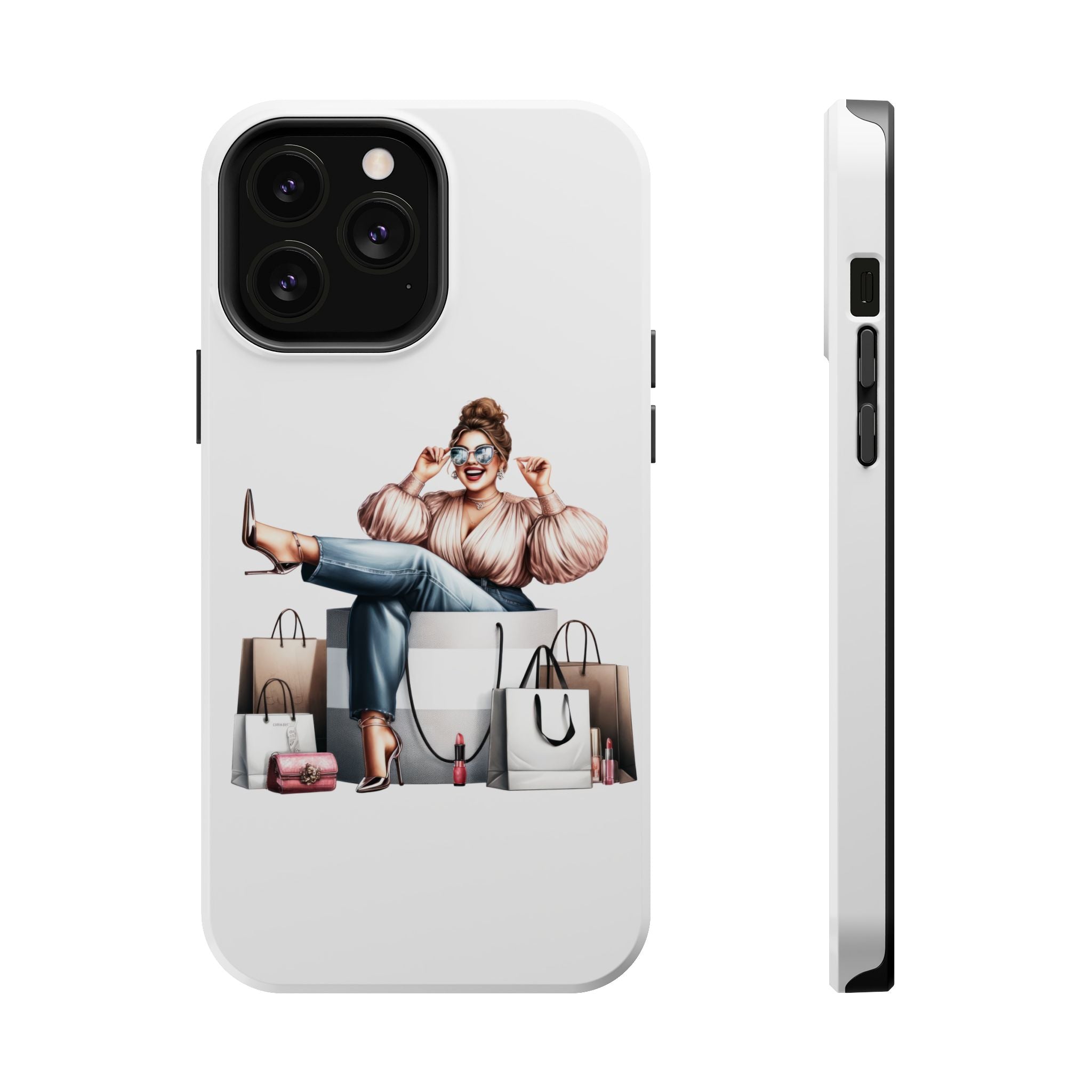Magnetic Impact-Resistant Case — Luxury Shopper Goddess on Clouds Phone Cover