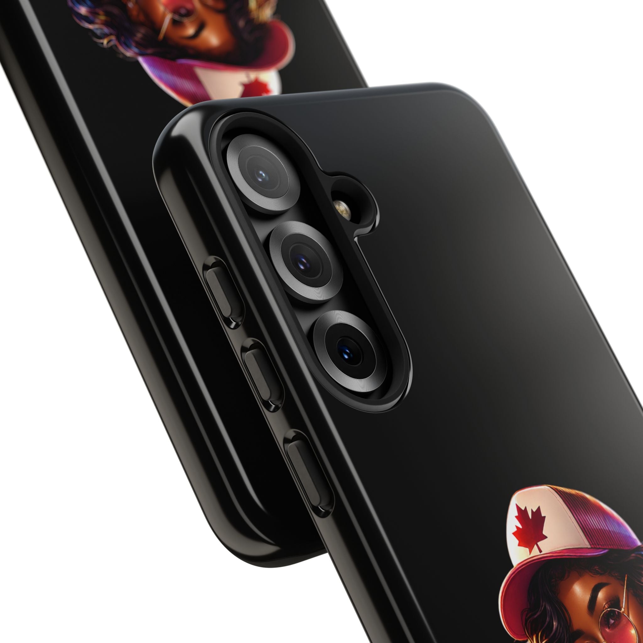 Canadian Vibes Phone Case — Afrobeat Girl with Headphones & Passport Design