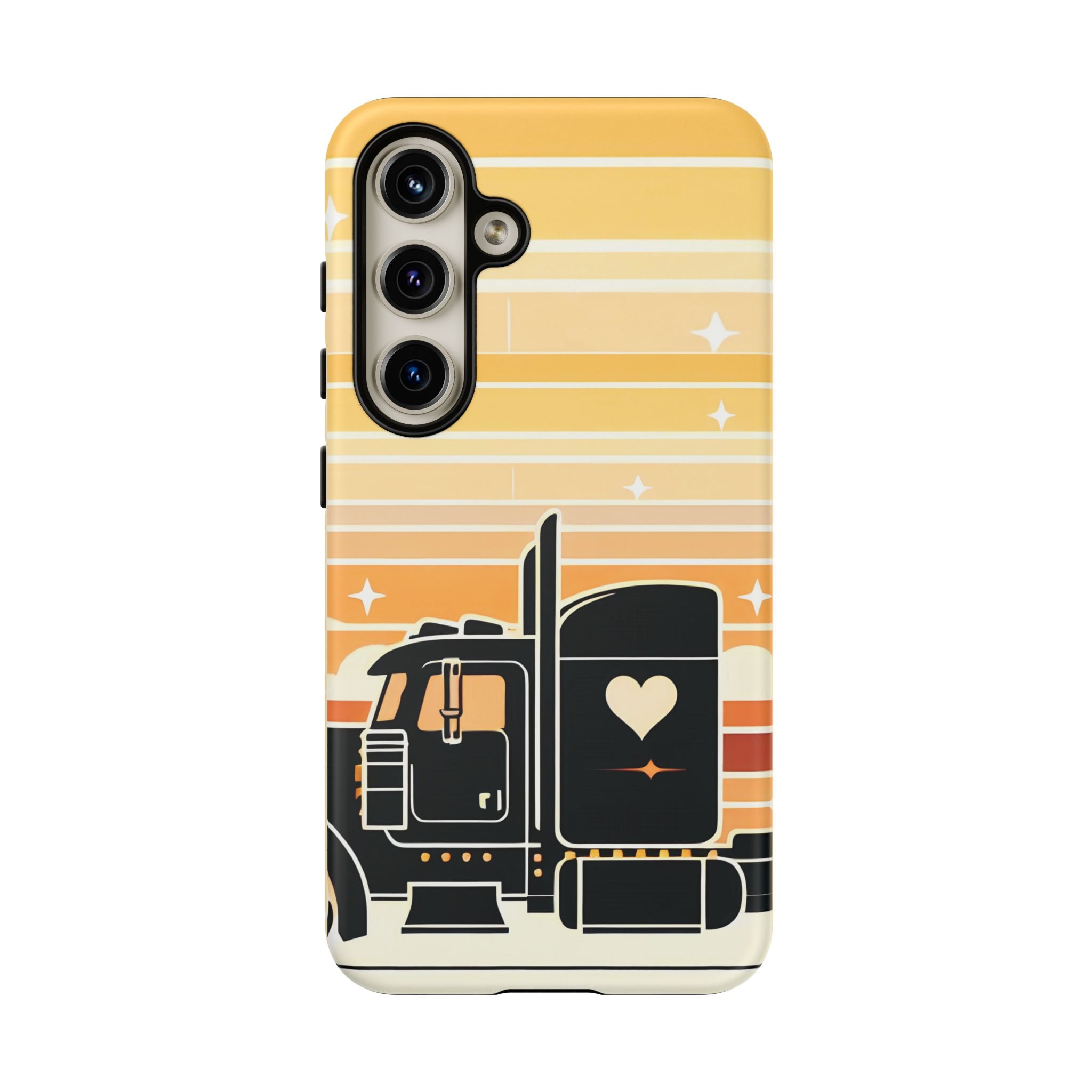 Trucker Heart Phone Case — Retro Semi Truck Protective Phone Cover