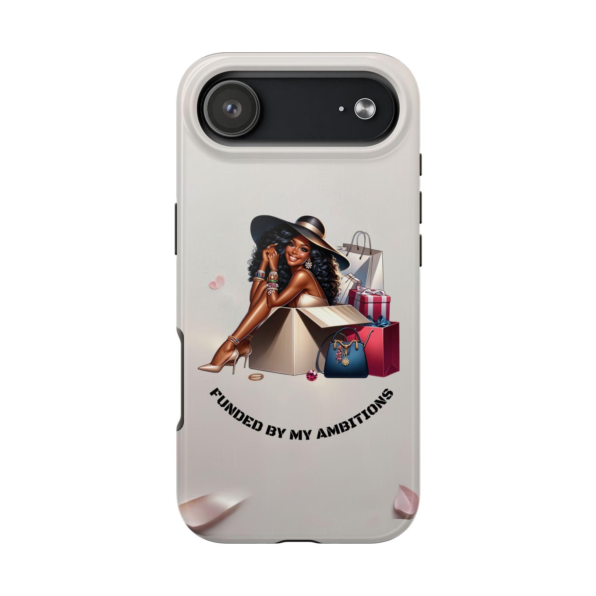 Chic Shopper Tough Phone Case — Stylish Black Woman with Shopping Bags