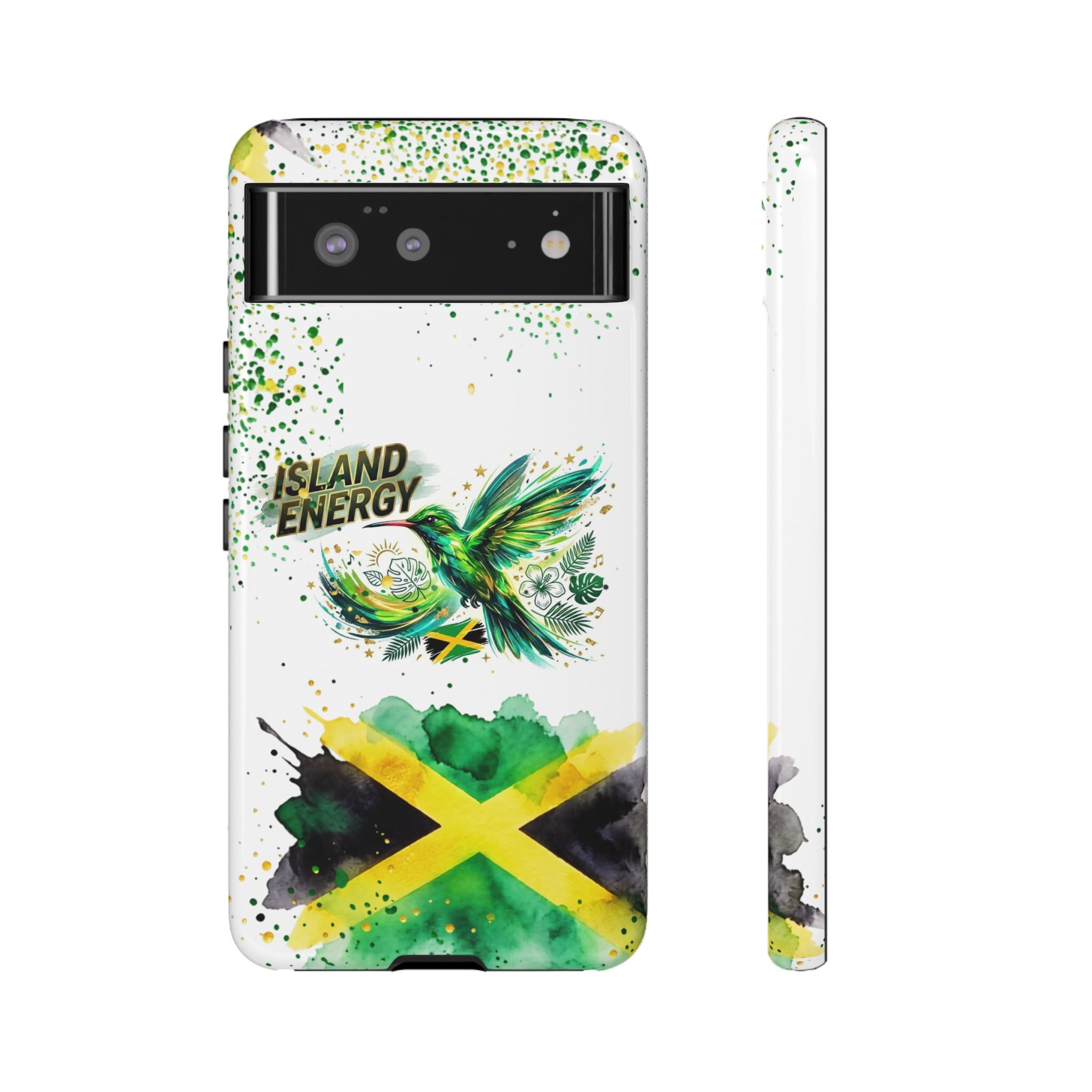 Island Energy Tough Phone Case — Colorful Hummingbird & Tropical Sunset Protective Cover