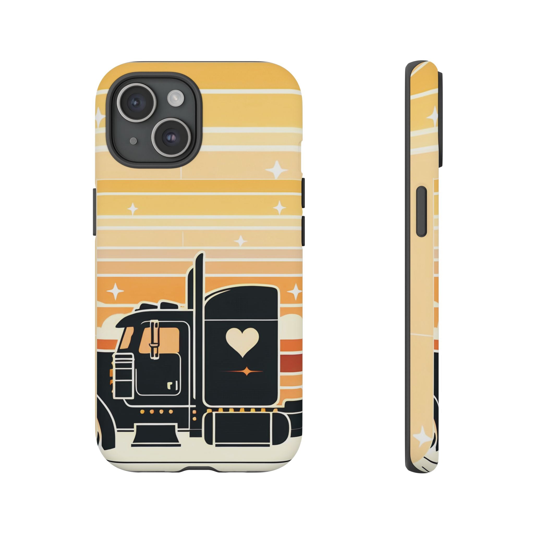 Trucker Heart Phone Case — Retro Semi Truck Protective Phone Cover