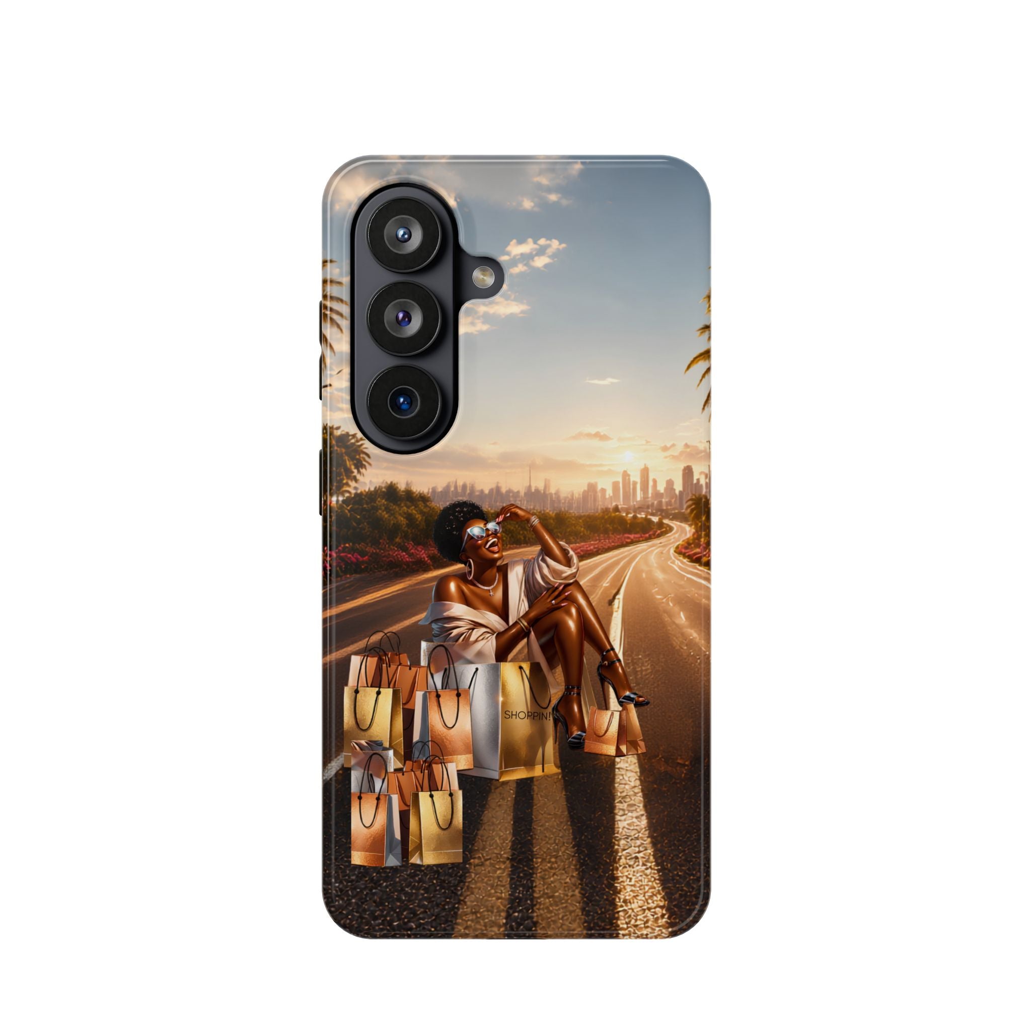 Phone Case - 'Retail Therapy' Magnetic Impact-Resistant Case, Sunset Shopping Design