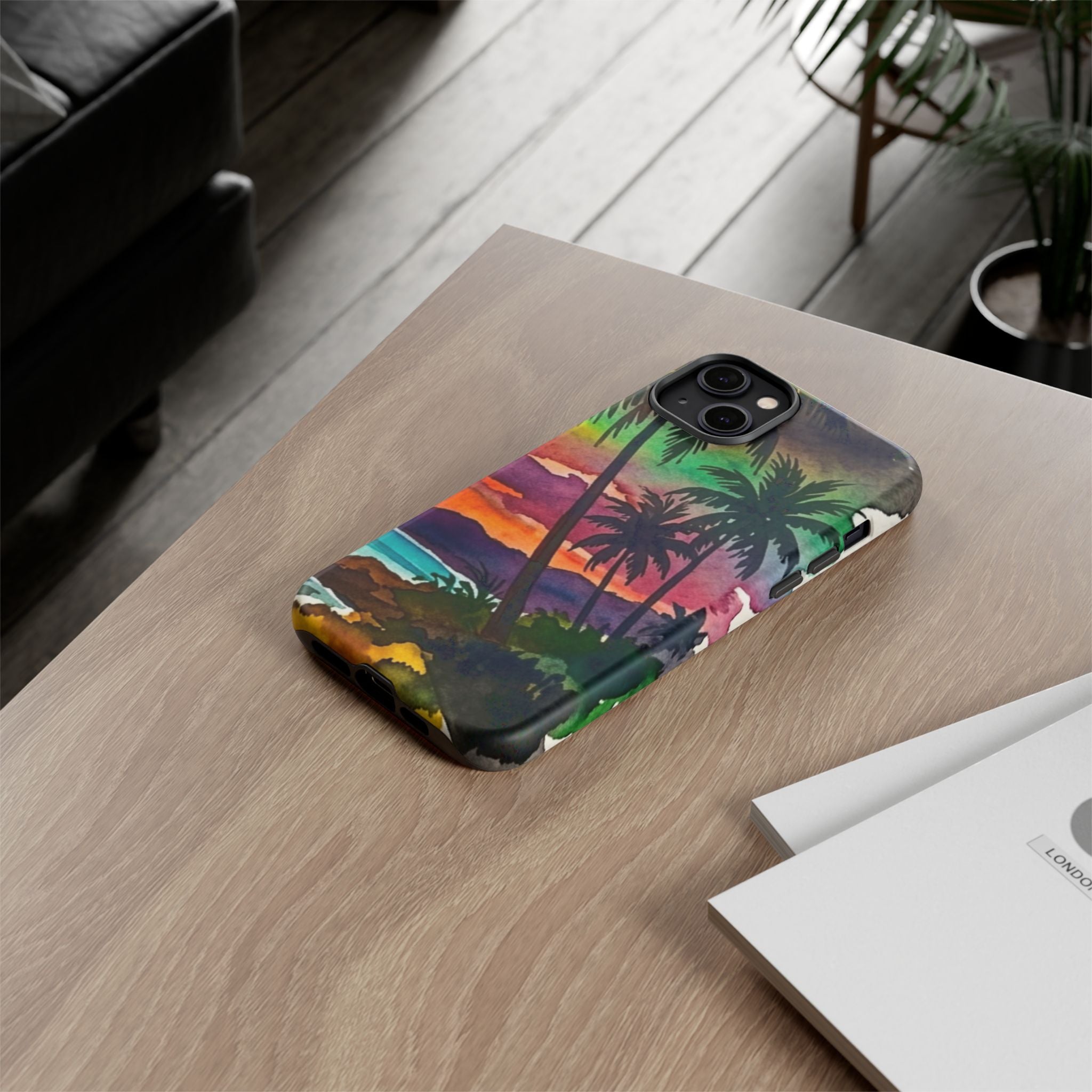 Tropical Sunset Phone Case – Palm Tree Beach Protective Cover