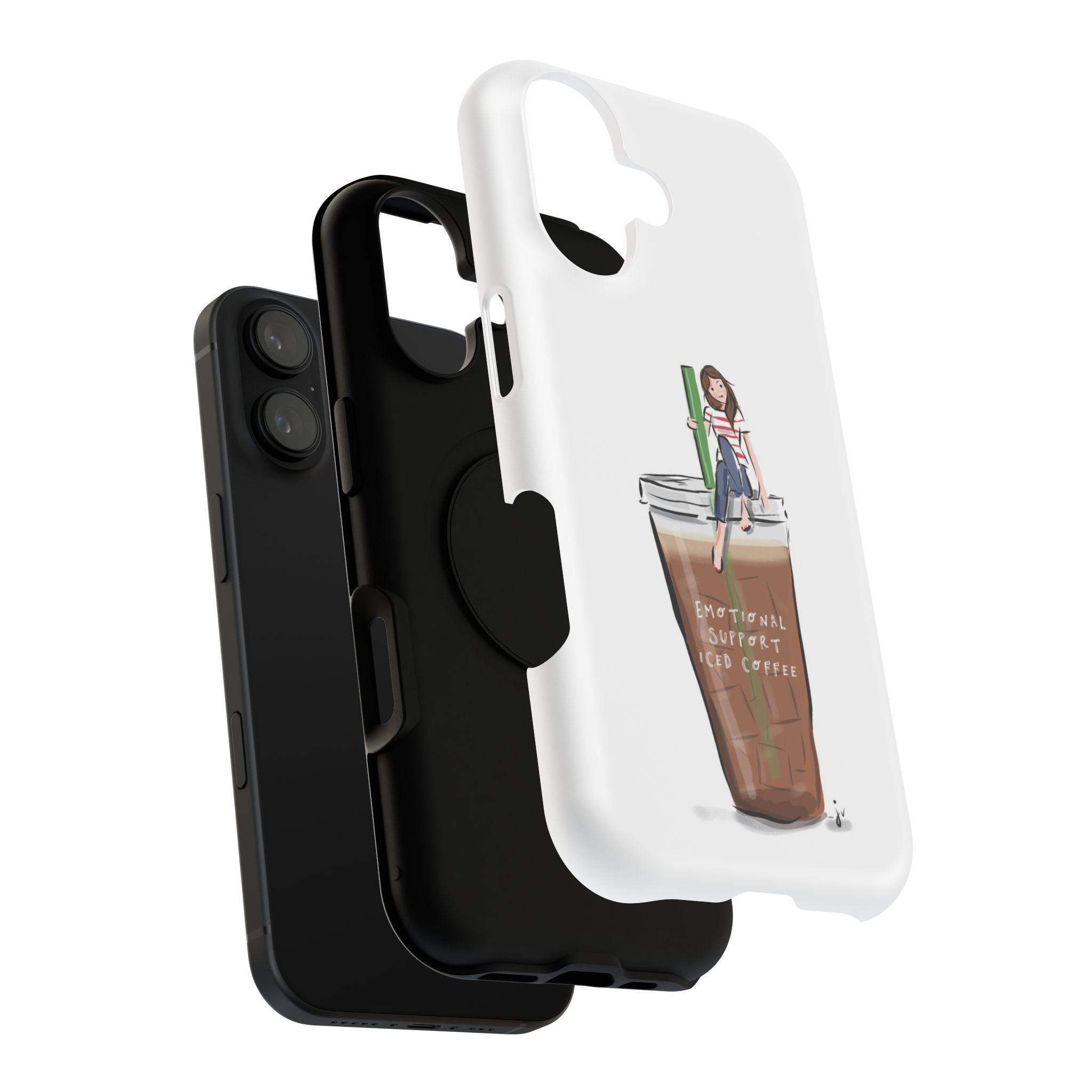 Iced Coffee & Me Phone Case — Cute Illustration 'Emotional Support Iced Coffee' Impact-Resistant Case