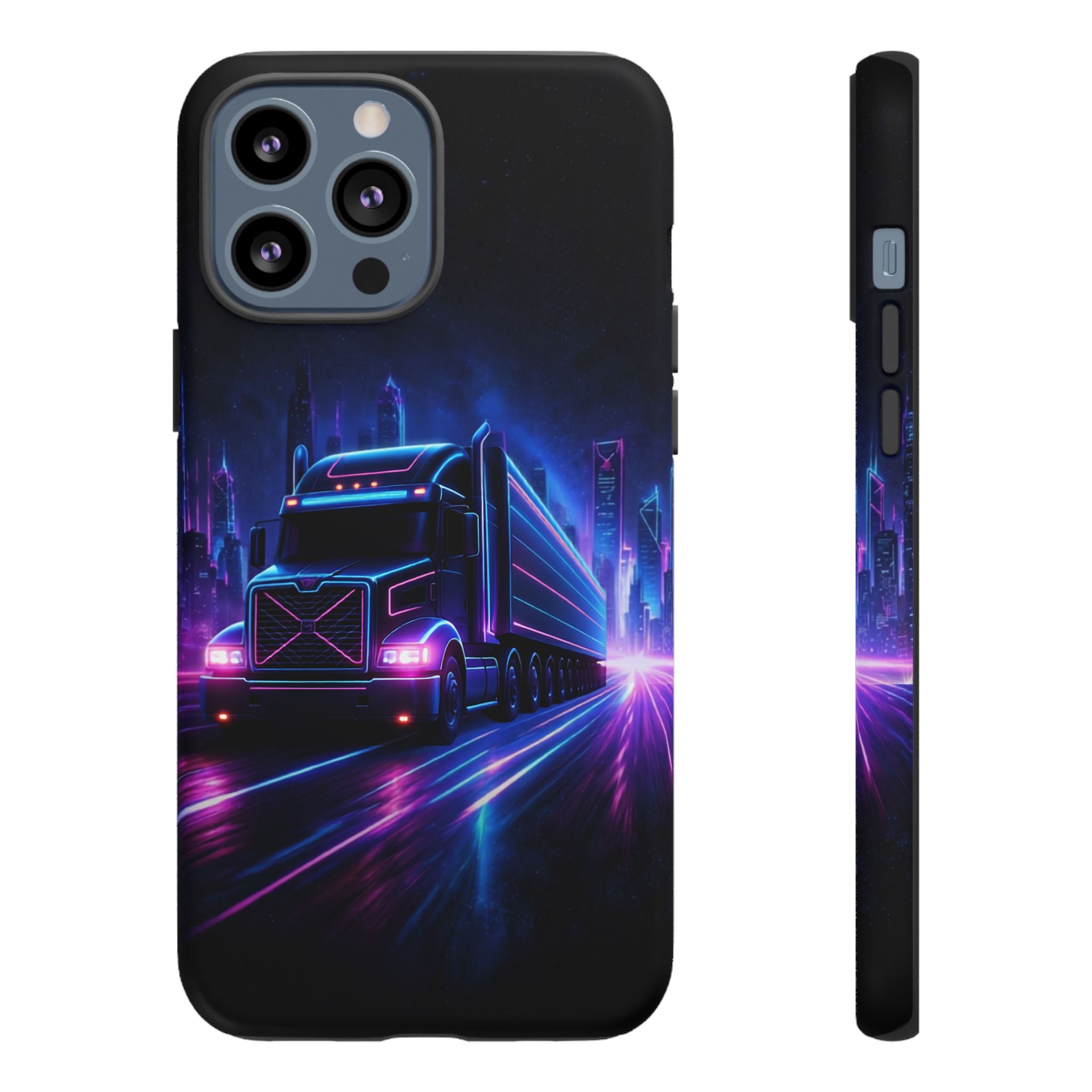 Neon Retro Rig Phone Case — Trucker Semi Truck Nightscape Protective Case