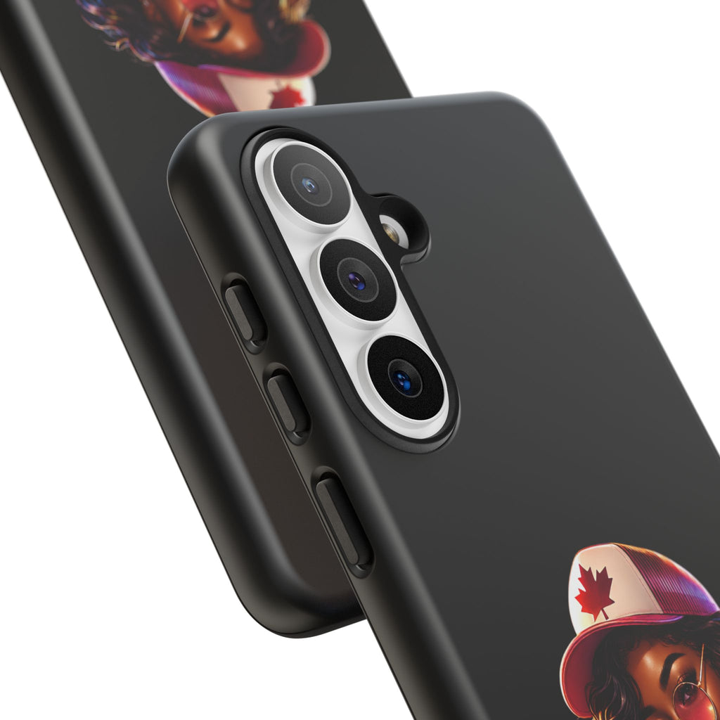 Canadian Vibes Phone Case — Afrobeat Girl with Headphones & Passport Design