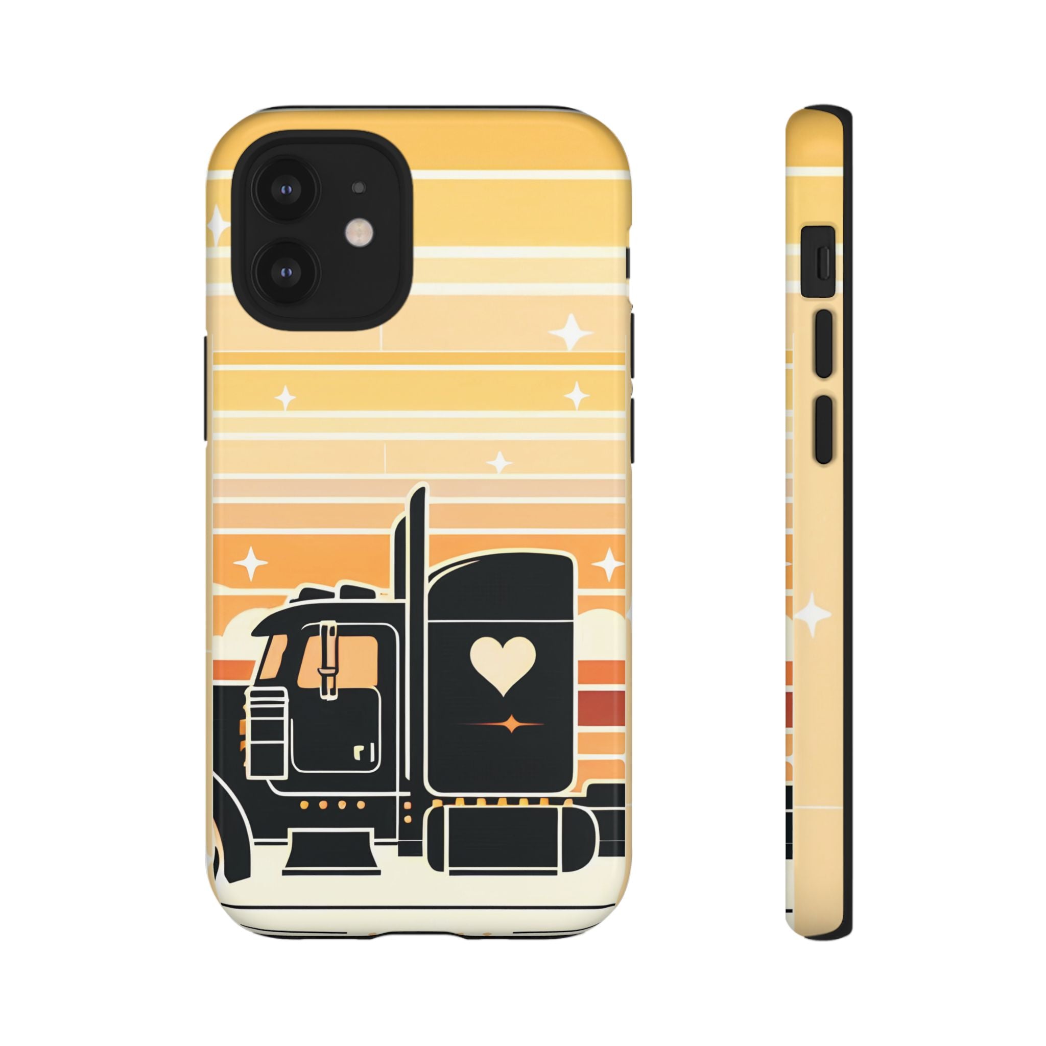 Trucker Heart Phone Case — Retro Semi Truck Protective Phone Cover