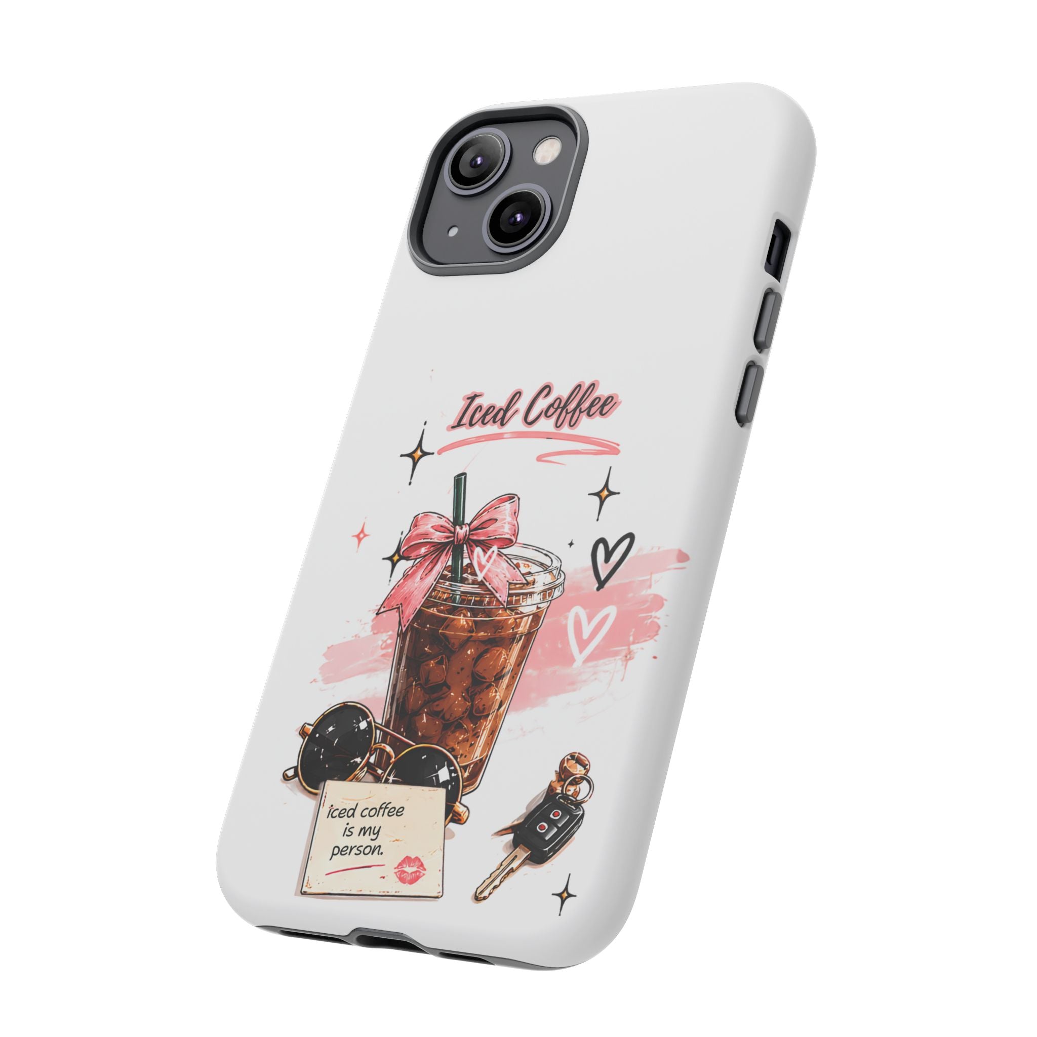 Iced Coffee Phone Case – Cute Pink Boba Design ("Iced coffee is my person")