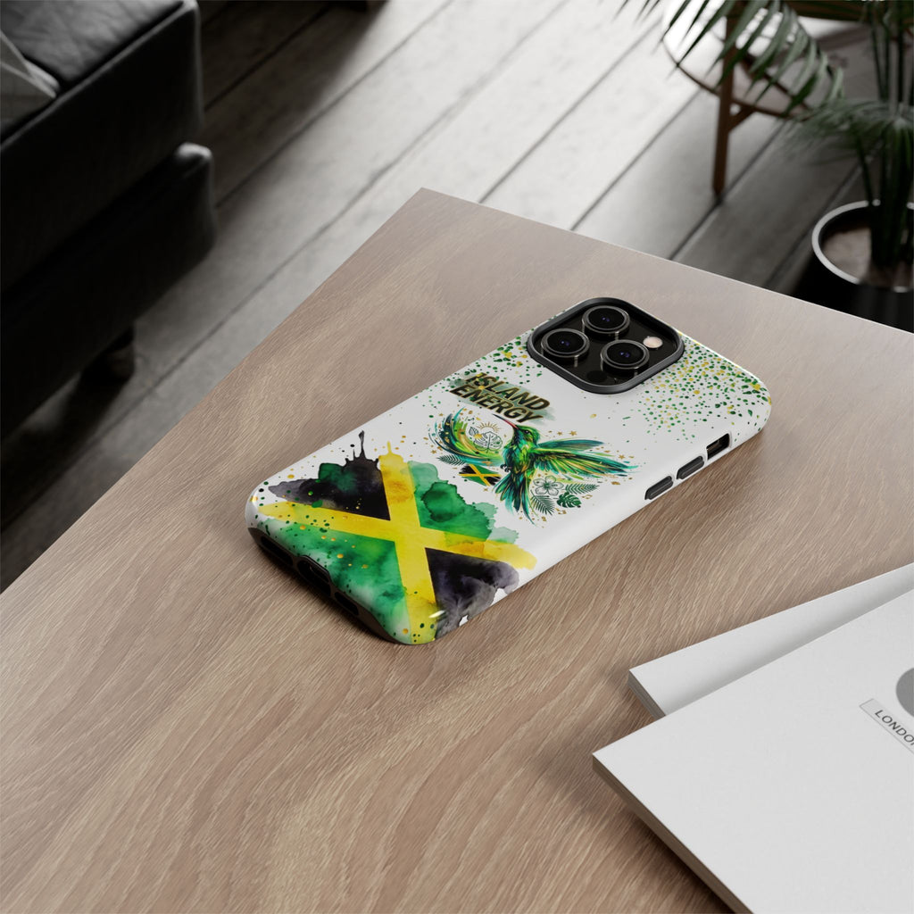Island Energy Tough Phone Case — Colorful Hummingbird & Tropical Sunset Protective Cover