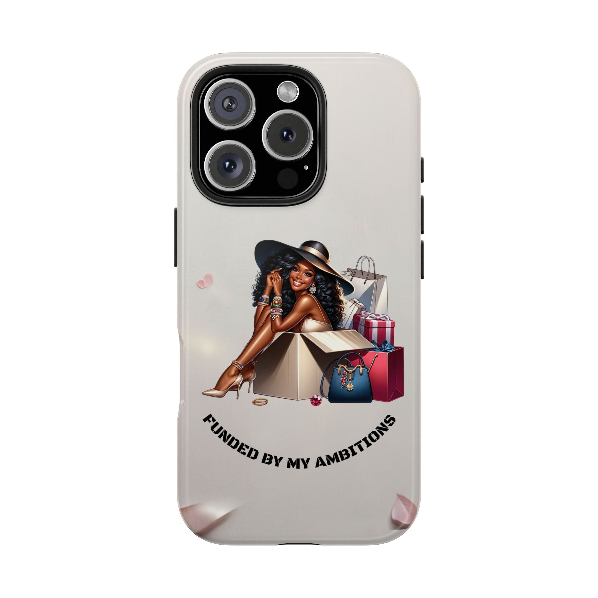 Chic Shopper Tough Phone Case — Stylish Black Woman with Shopping Bags