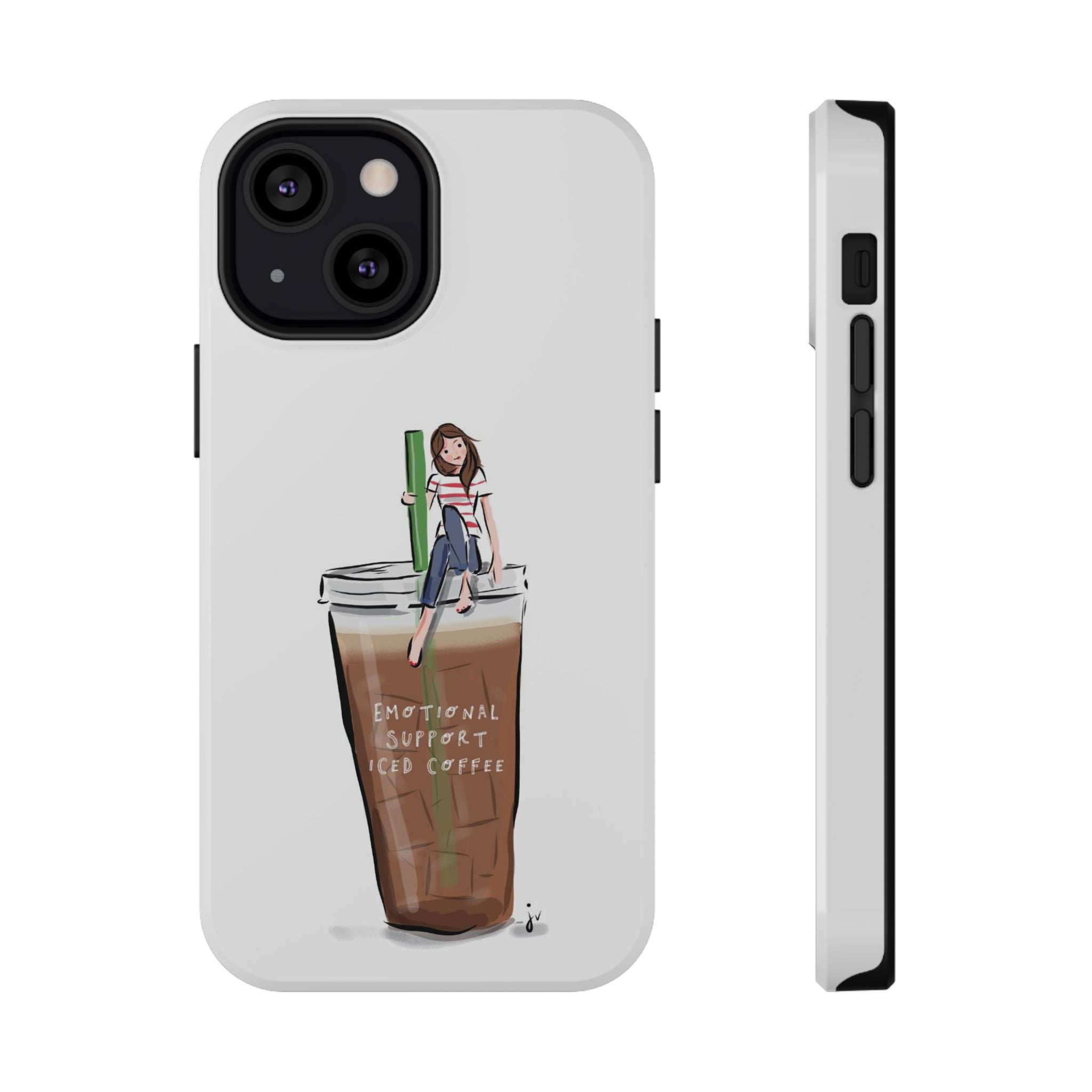 Iced Coffee & Me Phone Case — Cute Illustration 'Emotional Support Iced Coffee' Impact-Resistant Case