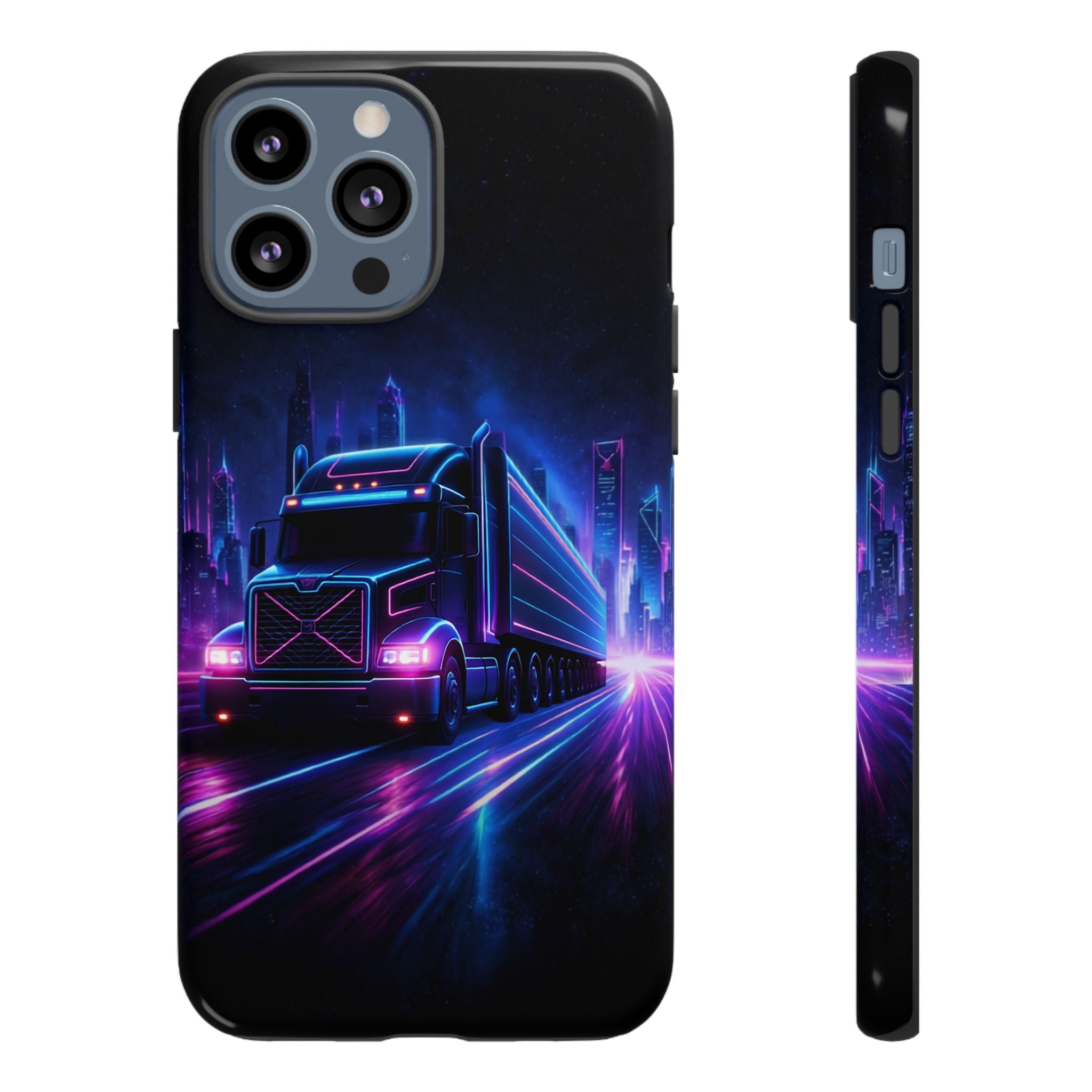 Neon Retro Rig Phone Case — Trucker Semi Truck Nightscape Protective Case