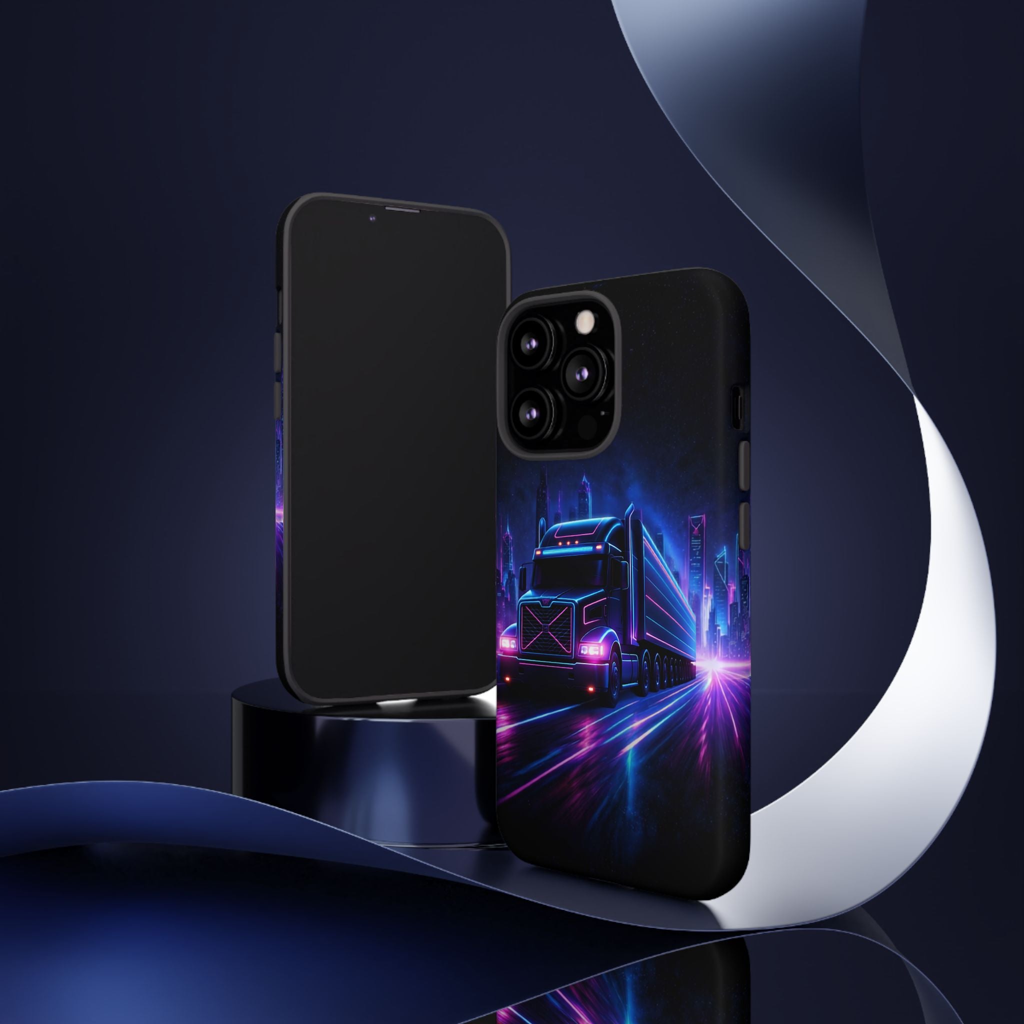 Neon Retro Rig Phone Case — Trucker Semi Truck Nightscape Protective Case