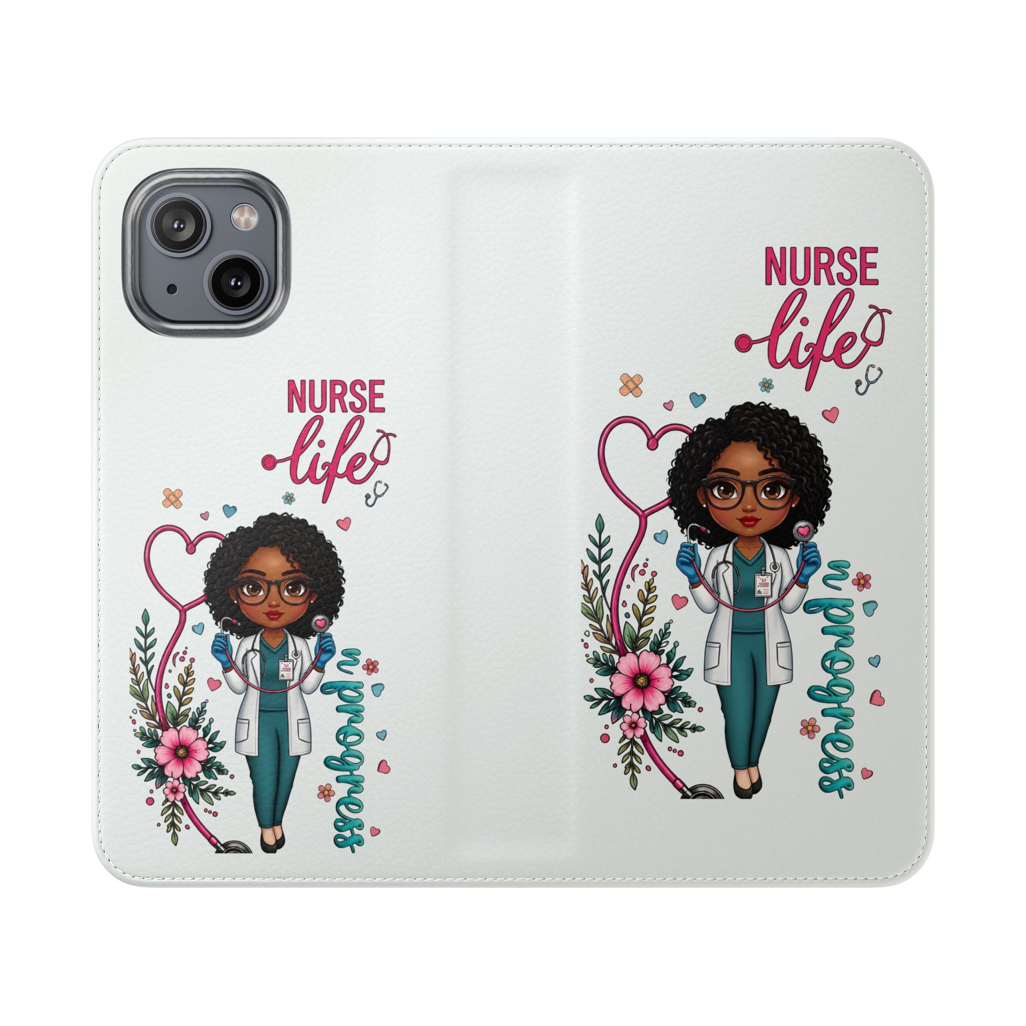 Nurse Life Floral Flip Phone Case - Medical RN Wallet Cover