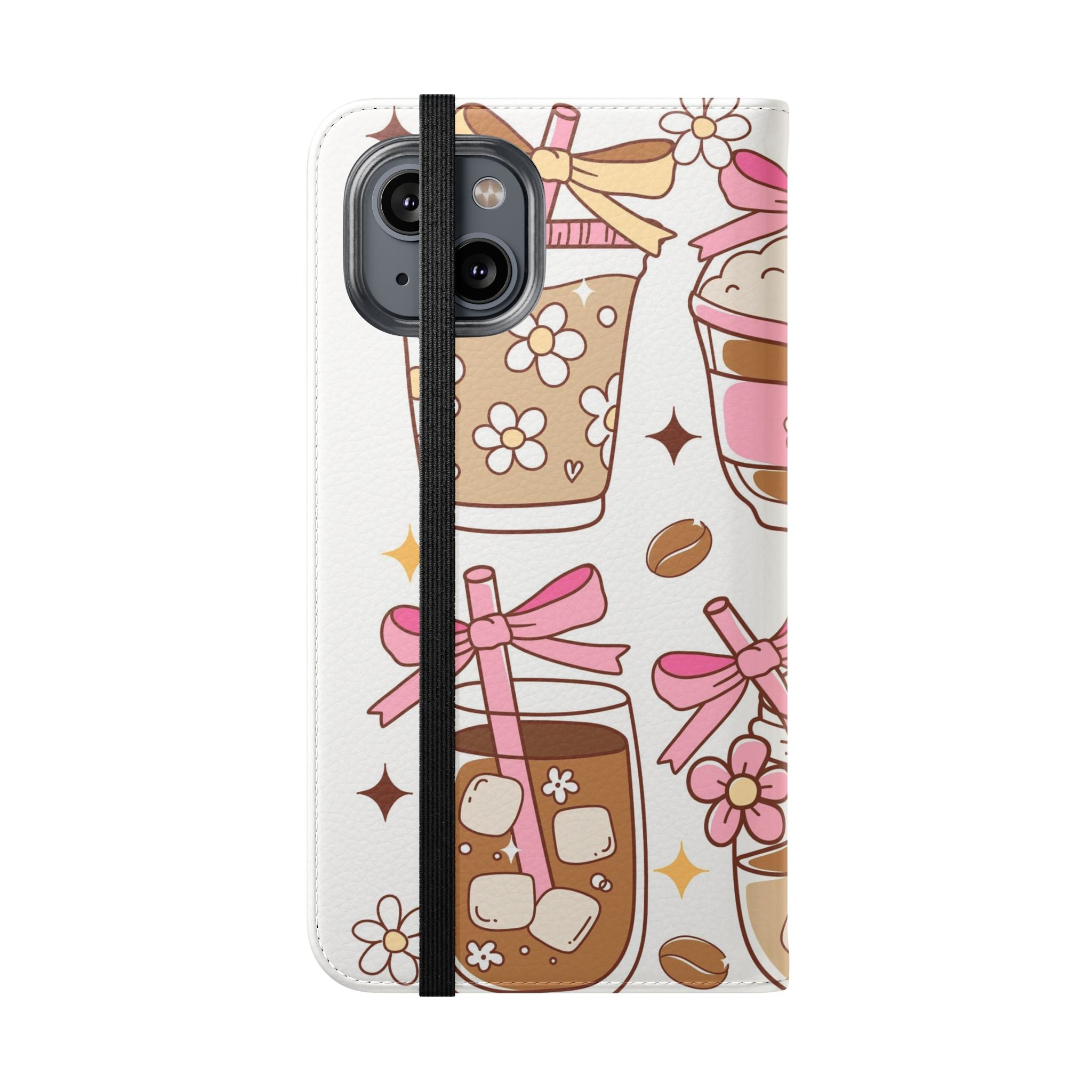 Cute Coffee & Latte Flip Phone Case – Cozy Boba & Dessert Wallet Cover