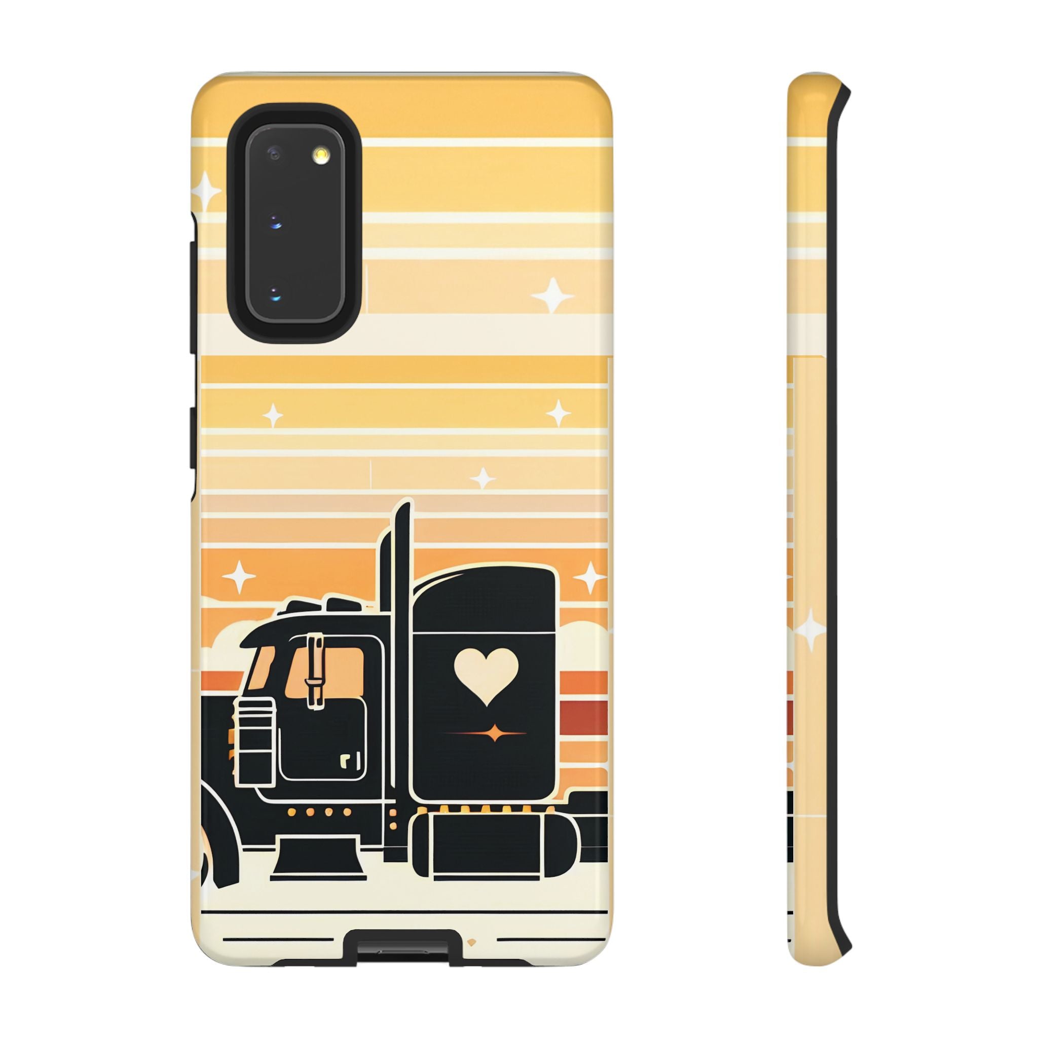 Trucker Heart Phone Case — Retro Semi Truck Protective Phone Cover