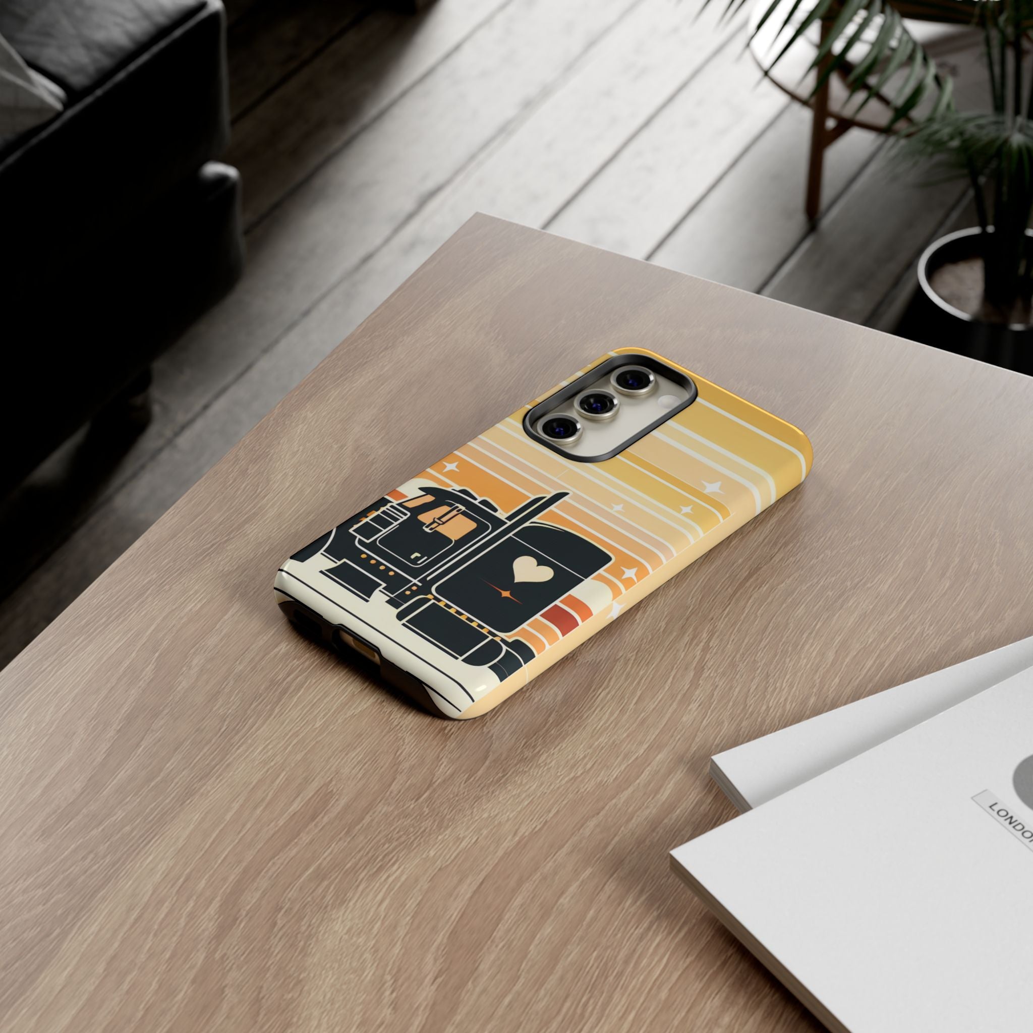 Trucker Heart Phone Case — Retro Semi Truck Protective Phone Cover