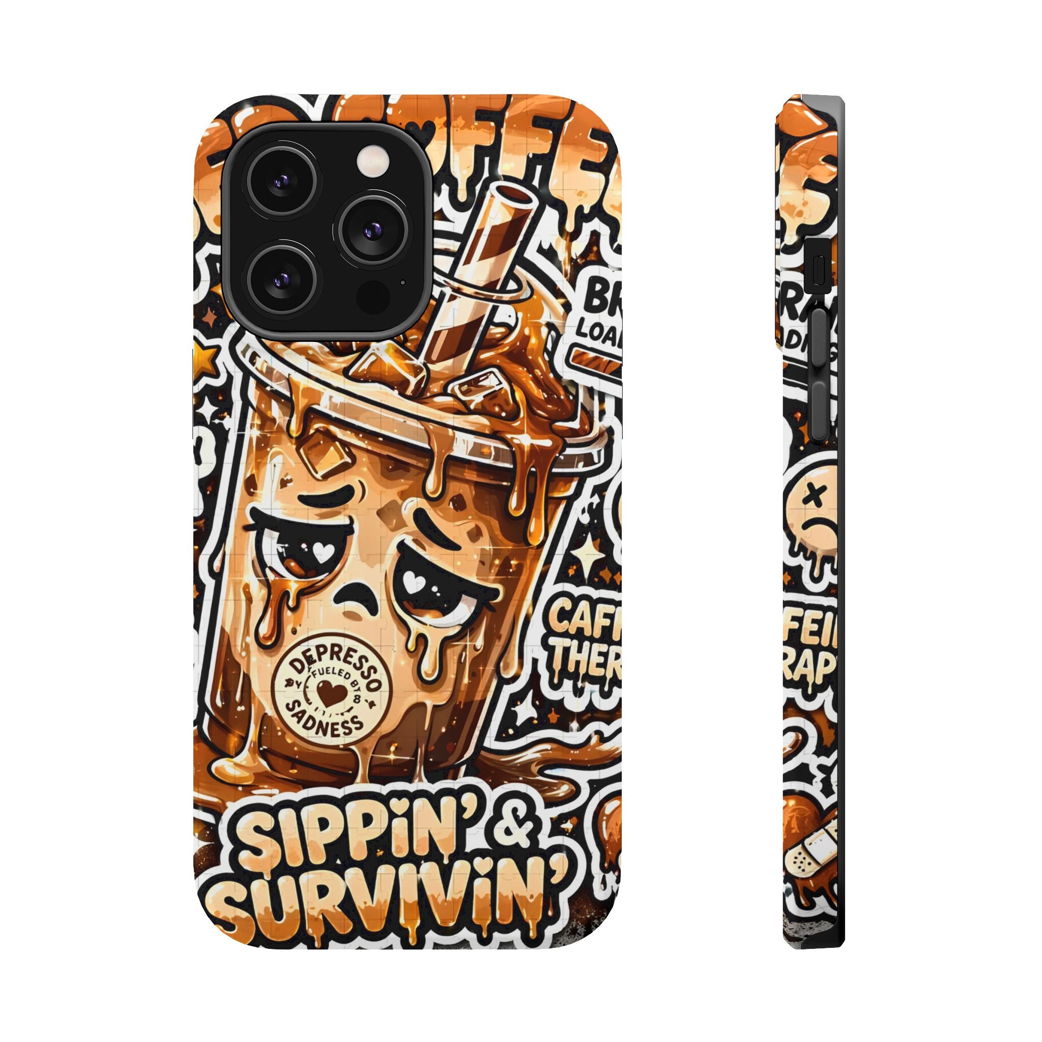 Iced Coffee Phone Case — “Sippin' & Survivin'” Magnetic Impact-Resistant Case