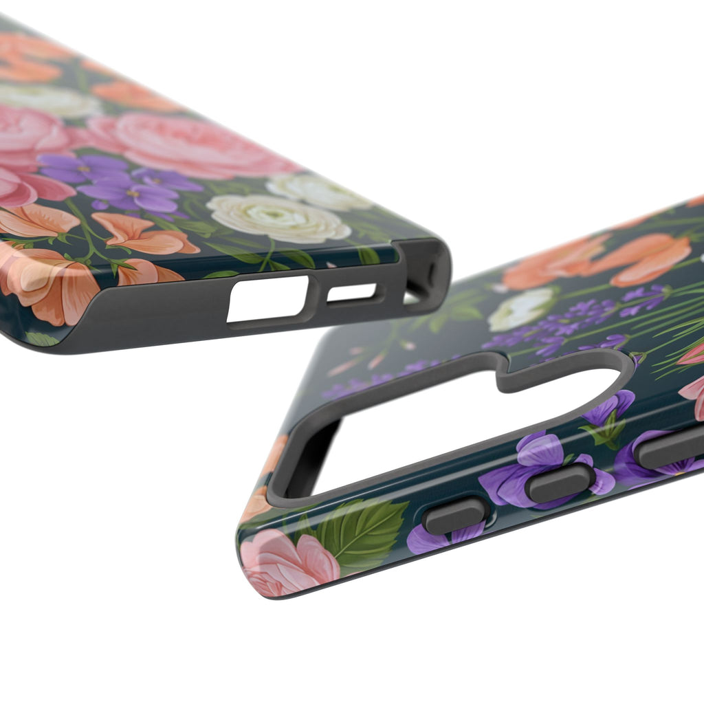 Floral Bouquet Phone Case — Vintage Roses & Lavender Protective Cover