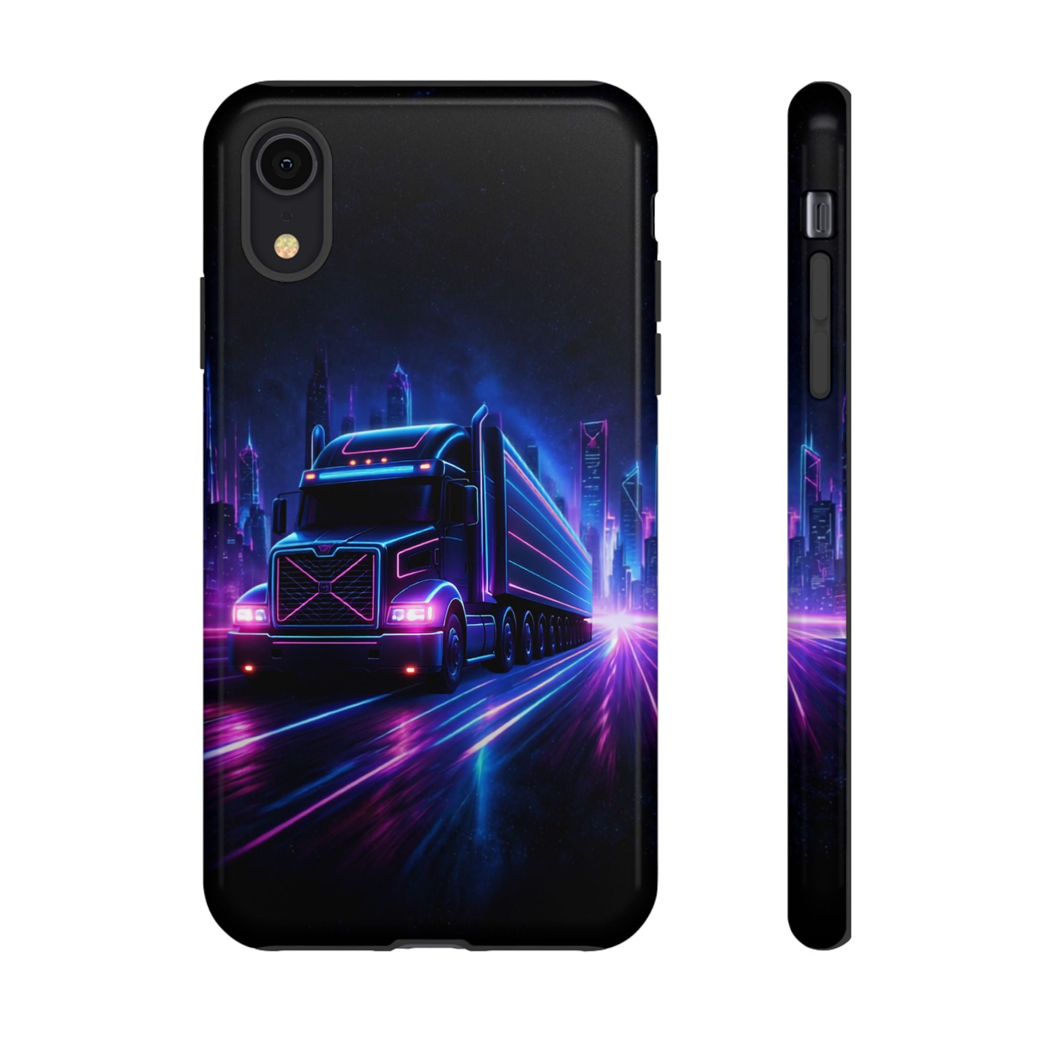Neon Retro Rig Phone Case — Trucker Semi Truck Nightscape Protective Case