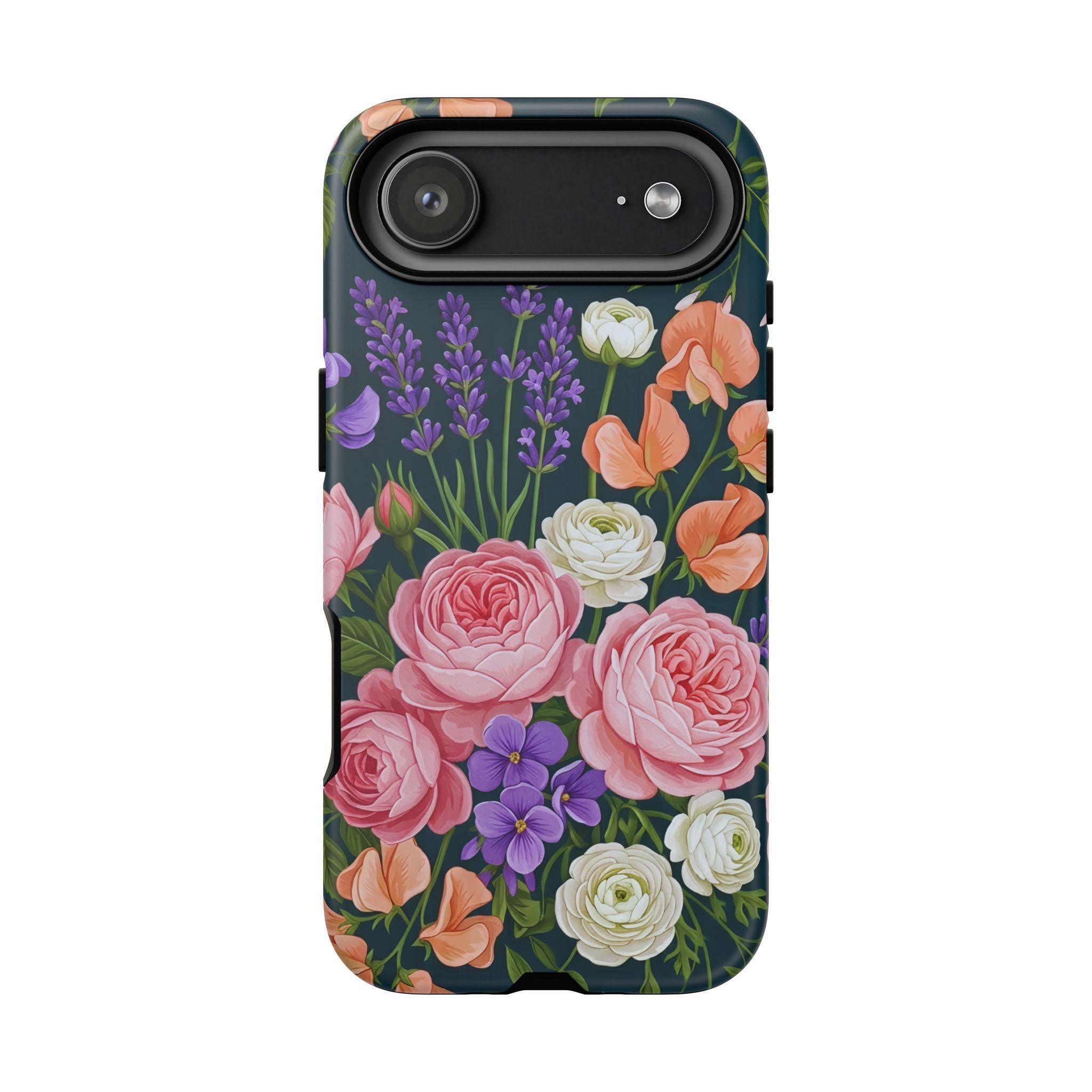 Floral Bouquet Phone Case — Vintage Roses & Lavender Protective Cover