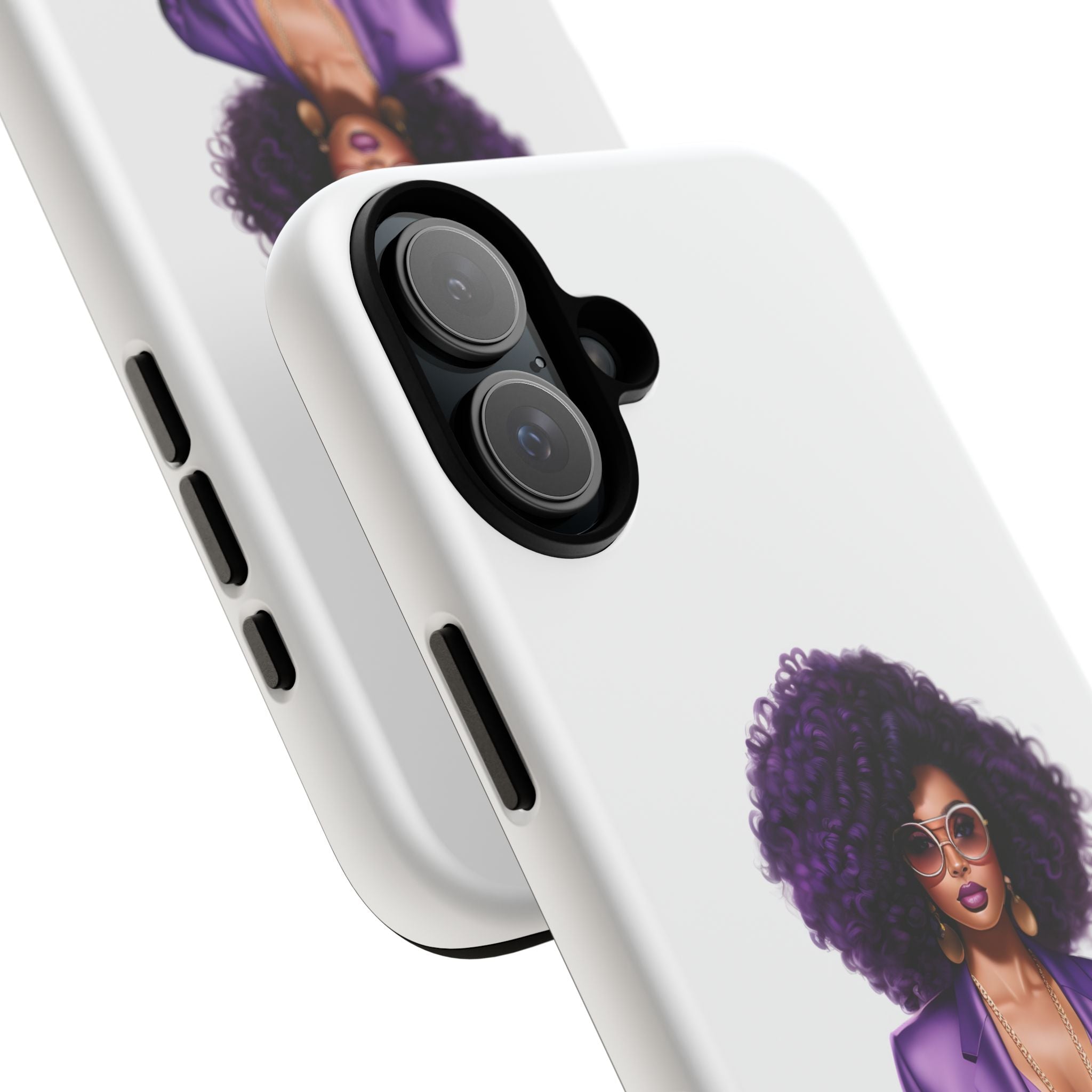 Purple Power Woman Phone Case — Afro Chic Businesswoman Protective Phone Cover