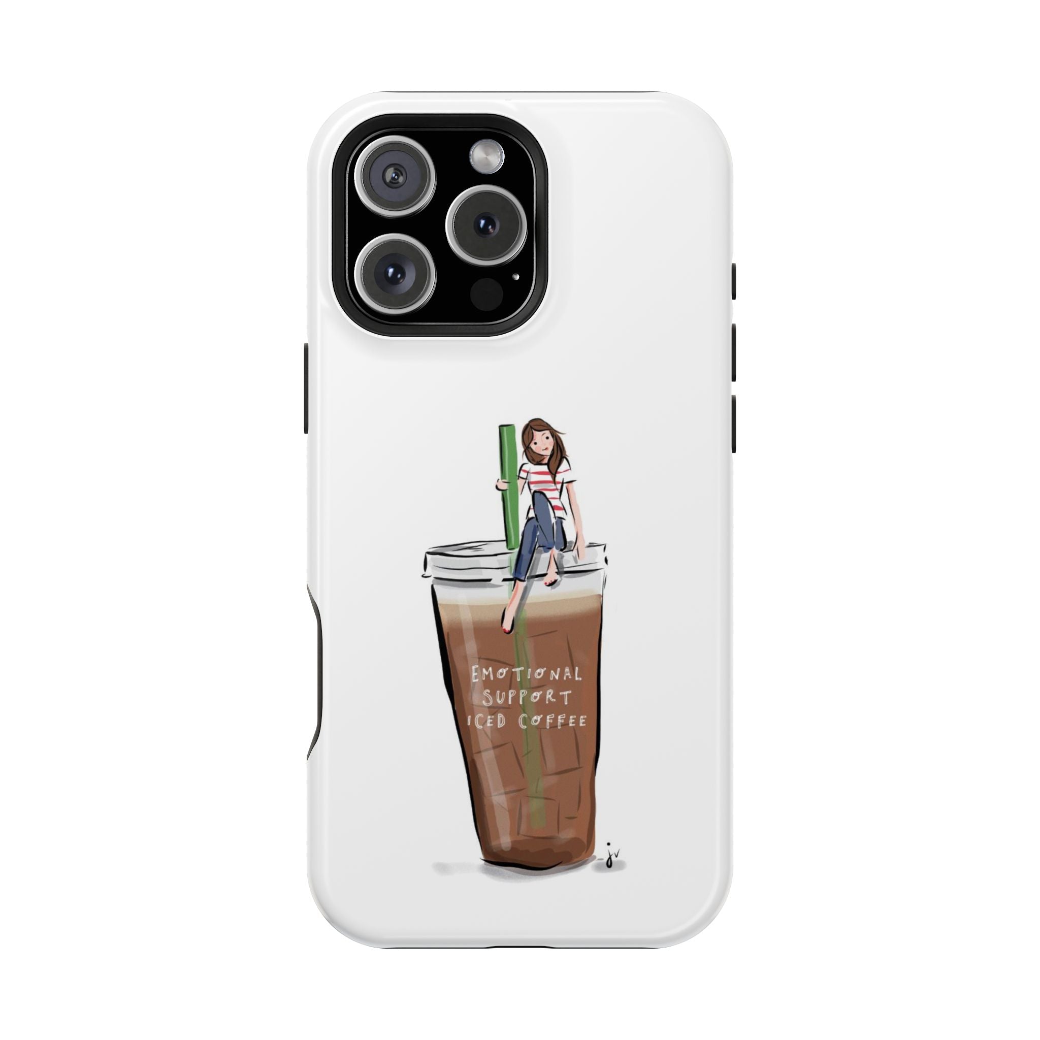 Iced Coffee & Me Phone Case — Cute Illustration 'Emotional Support Iced Coffee' Impact-Resistant Case