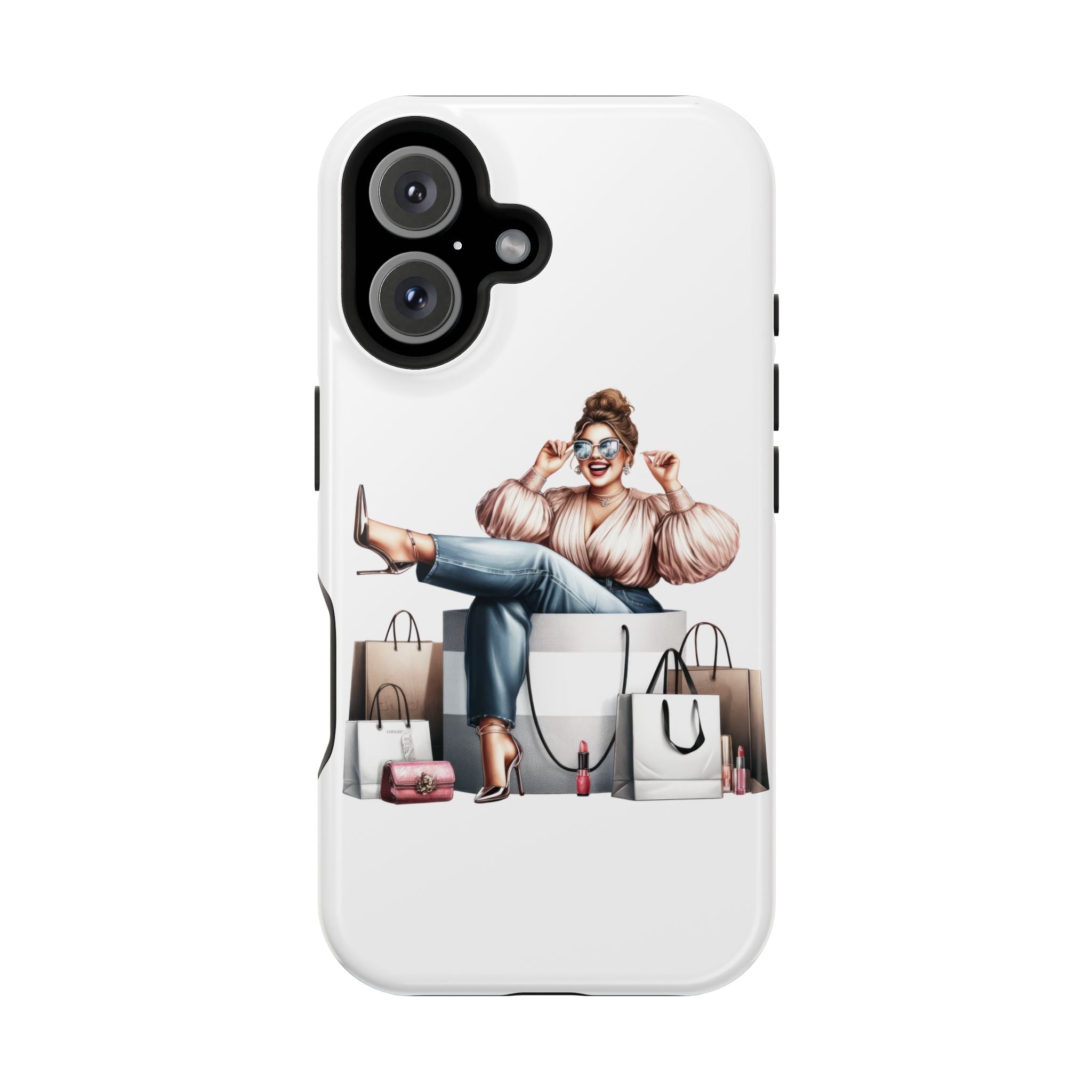 Magnetic Impact-Resistant Case — Luxury Shopper Goddess on Clouds Phone Cover