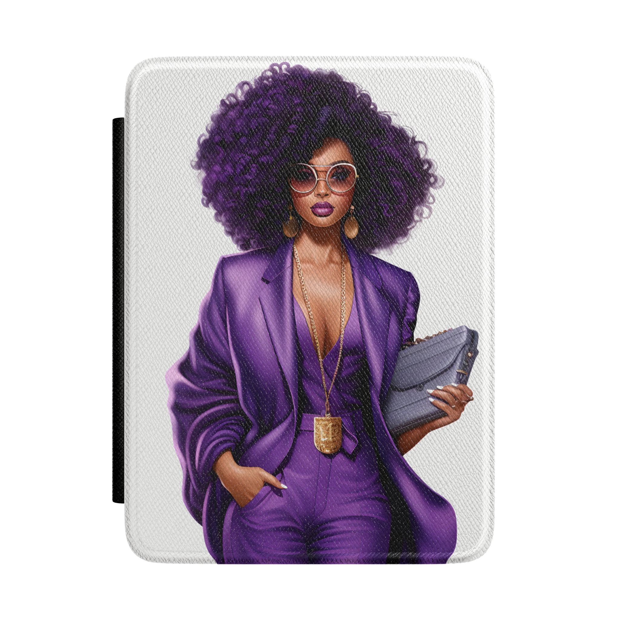 Kindle Case — Bold Afro Businesswoman in Purple | Protective E-Reader Sleeve