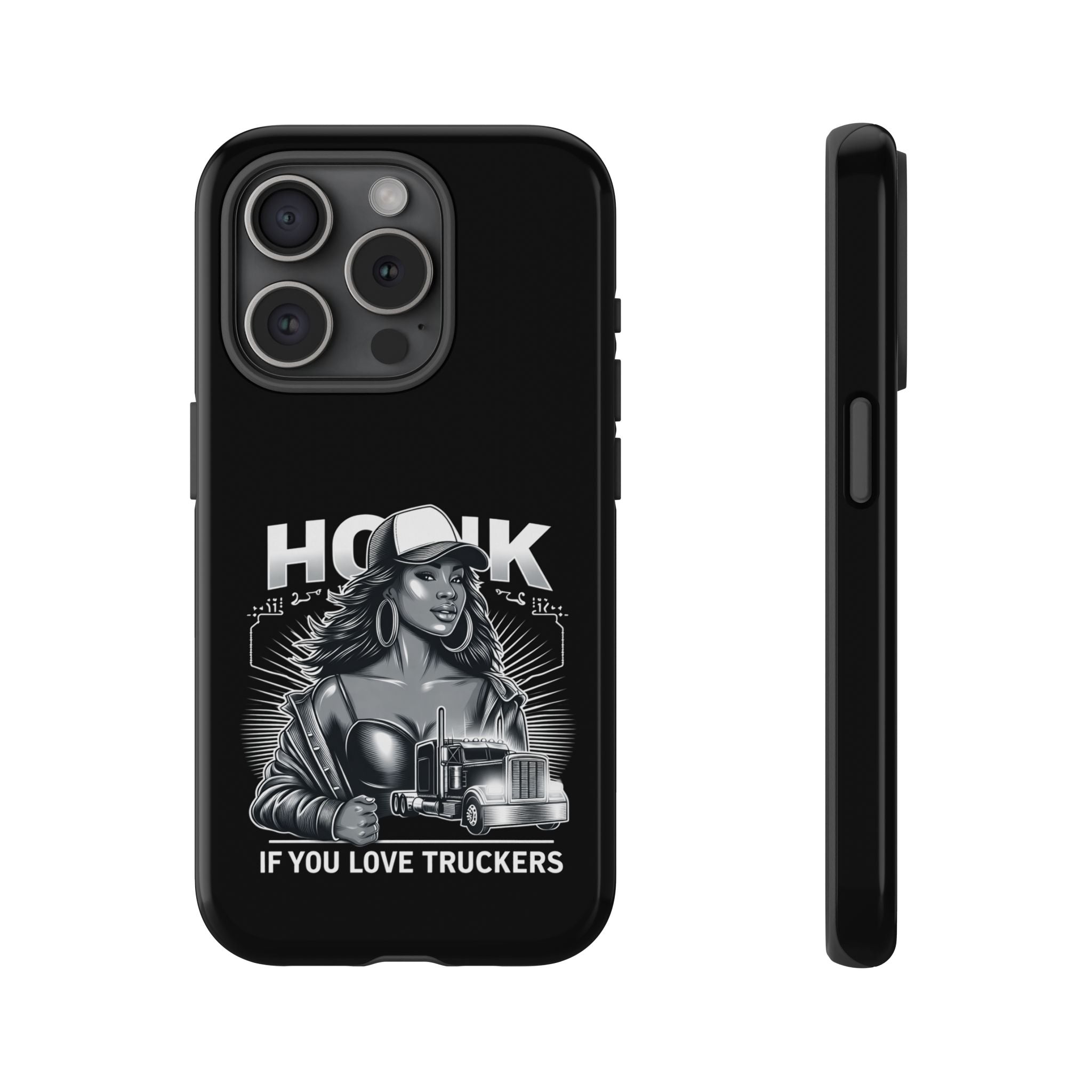 Phone Case — 'Honk' Trucker Girl Retro Semi Truck Protective Case