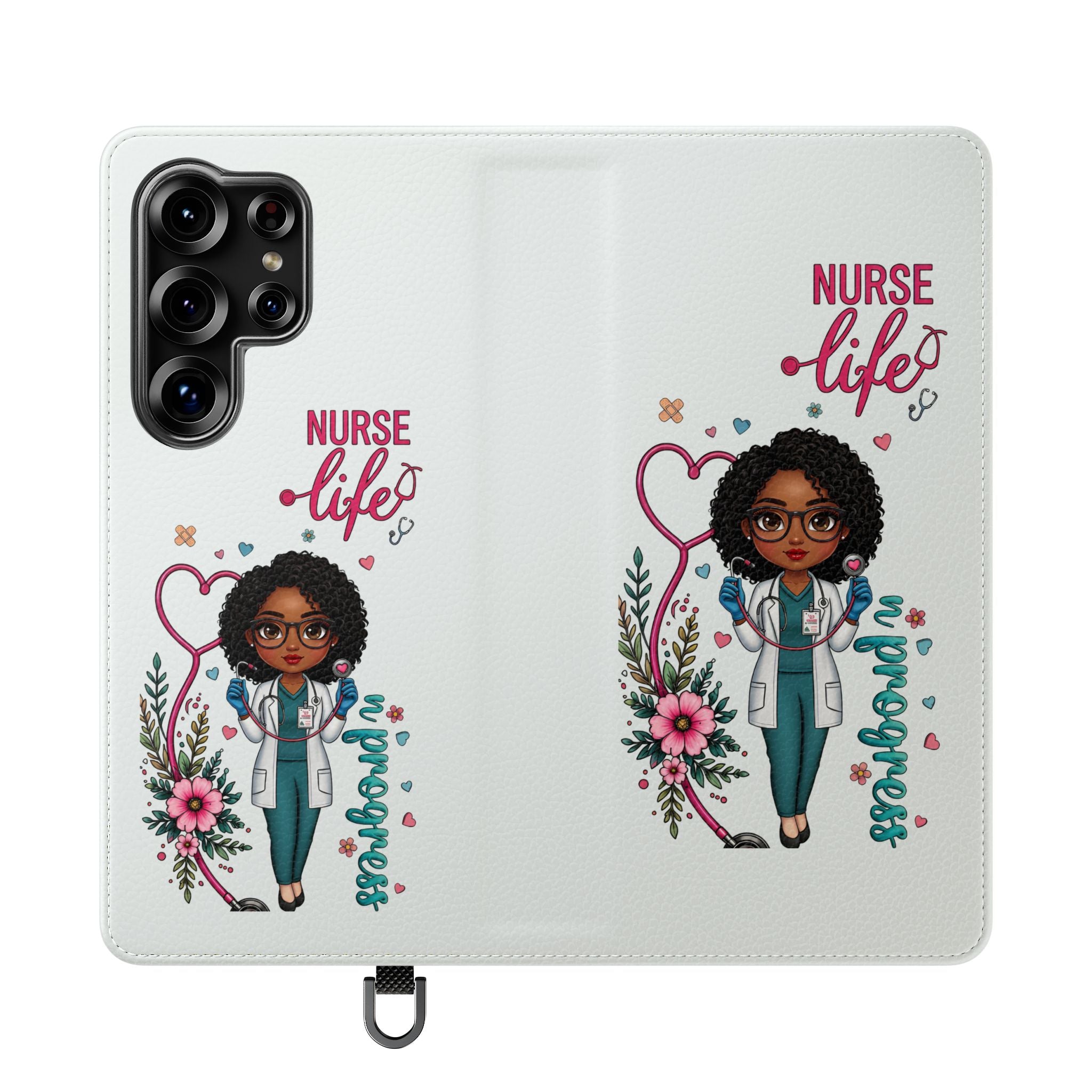 Nurse Life Floral Flip Phone Case - Medical RN Wallet Cover