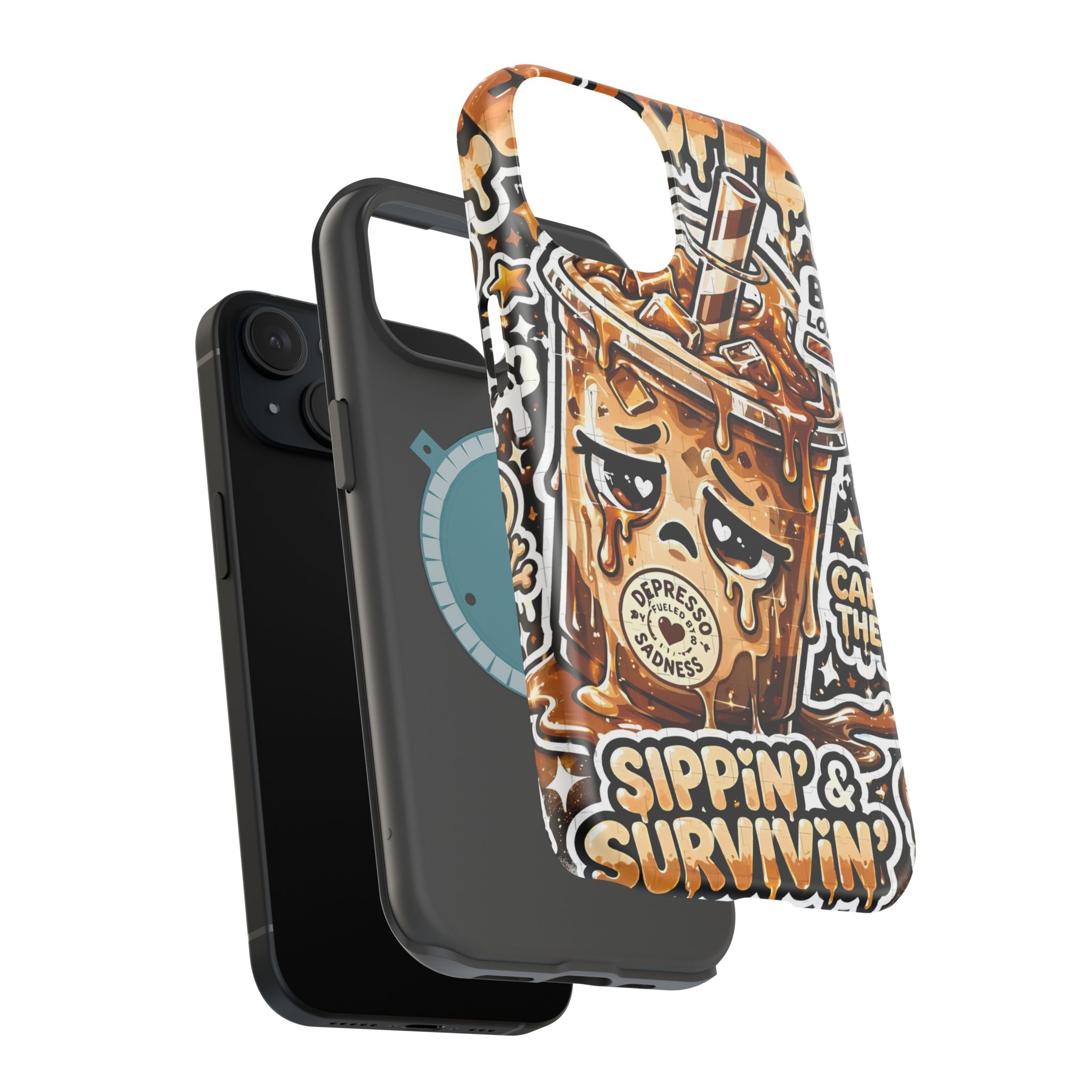 Iced Coffee Phone Case — “Sippin' & Survivin'” Magnetic Impact-Resistant Case