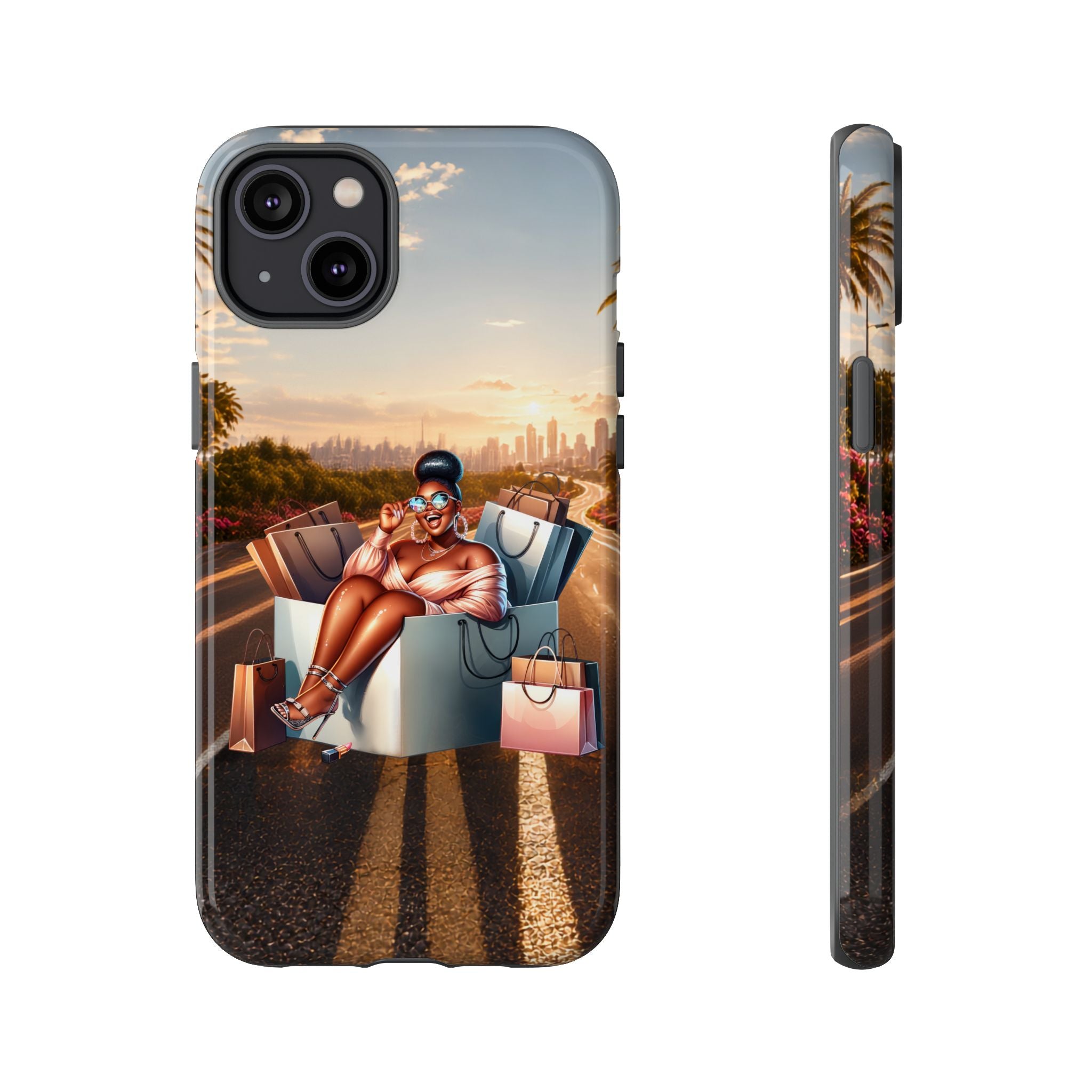 Phone Case — Chic Shopper Illustration on Cloud Background