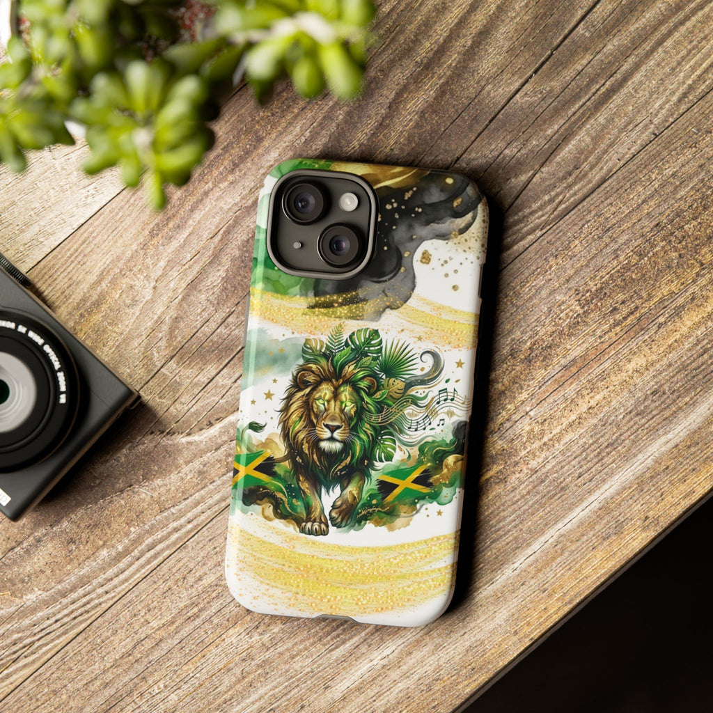 Reggae Lion Phone Case — Jamaican Flag Rasta Art Tough Phone Cover