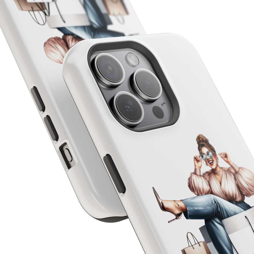 Magnetic Impact-Resistant Case — Luxury Shopper Goddess on Clouds Phone Cover