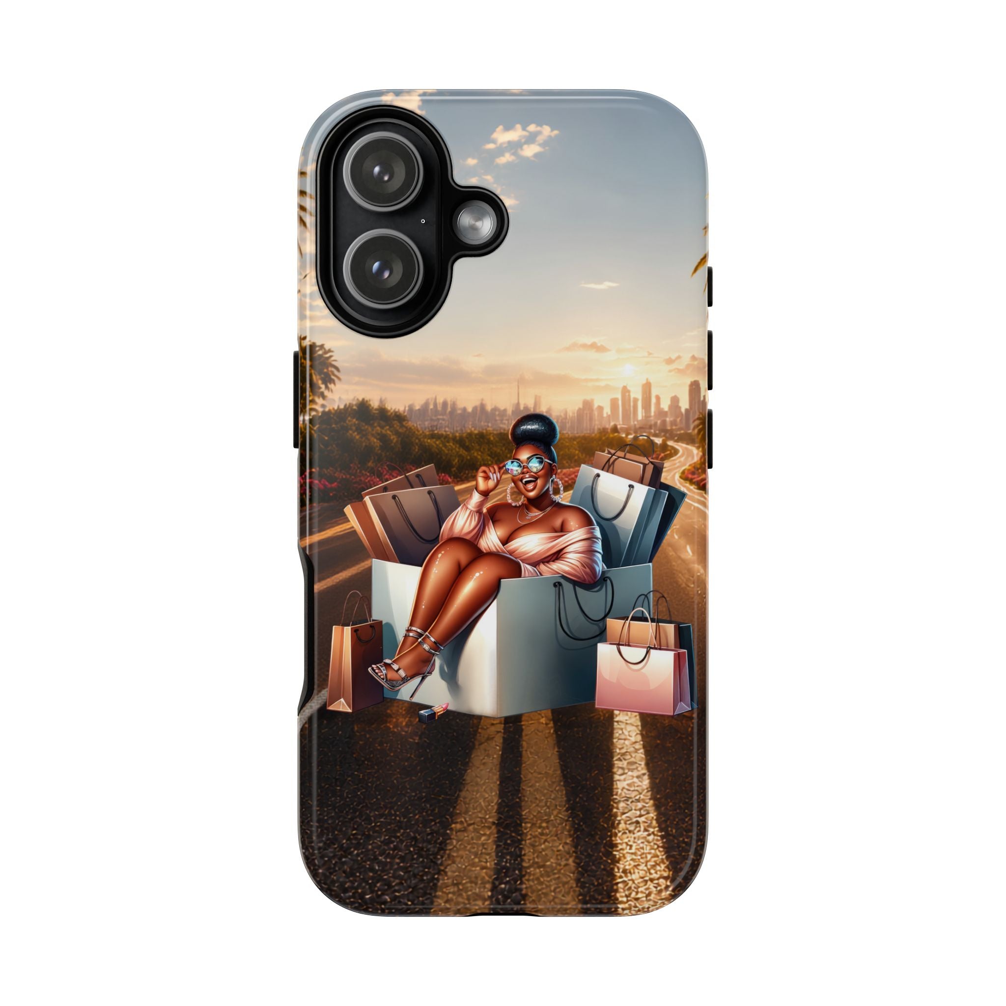 Phone Case — Chic Shopper Illustration on Cloud Background