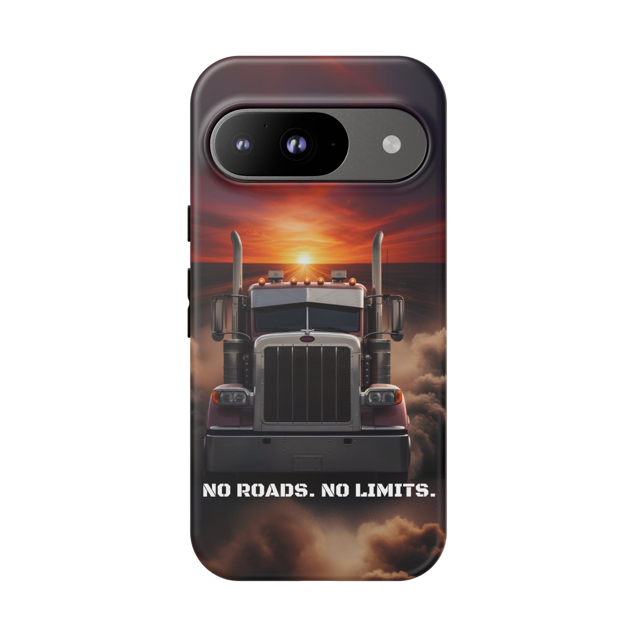 Truck Phone Case — "No Roads. No Limits." Sunset Semi Truck Protective Case