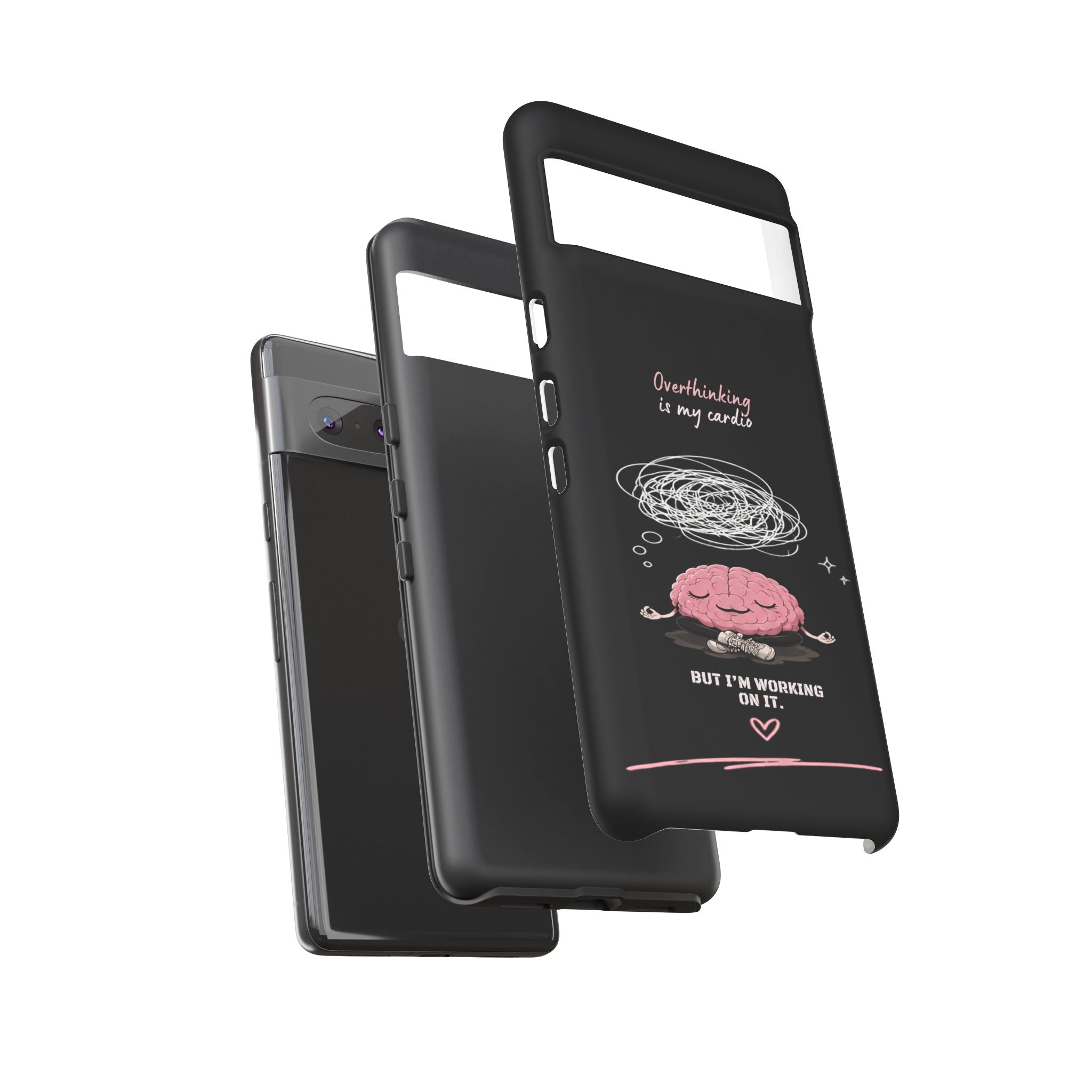 Phone Case — "Overthinking Is My Cardio" Cute Meditating Brain Protective Case