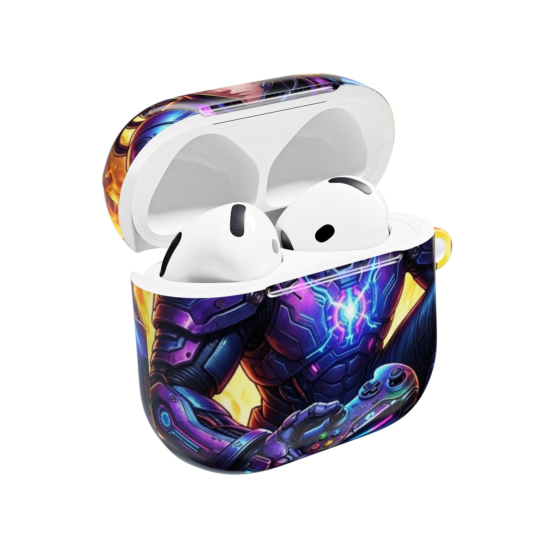 Gamer Anime AirPod Case — Neon Cyber Warrior Design