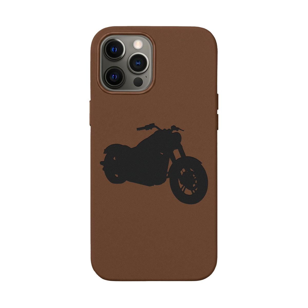 Engraved PU Leather Phone Case — Motorcycle Silhouette