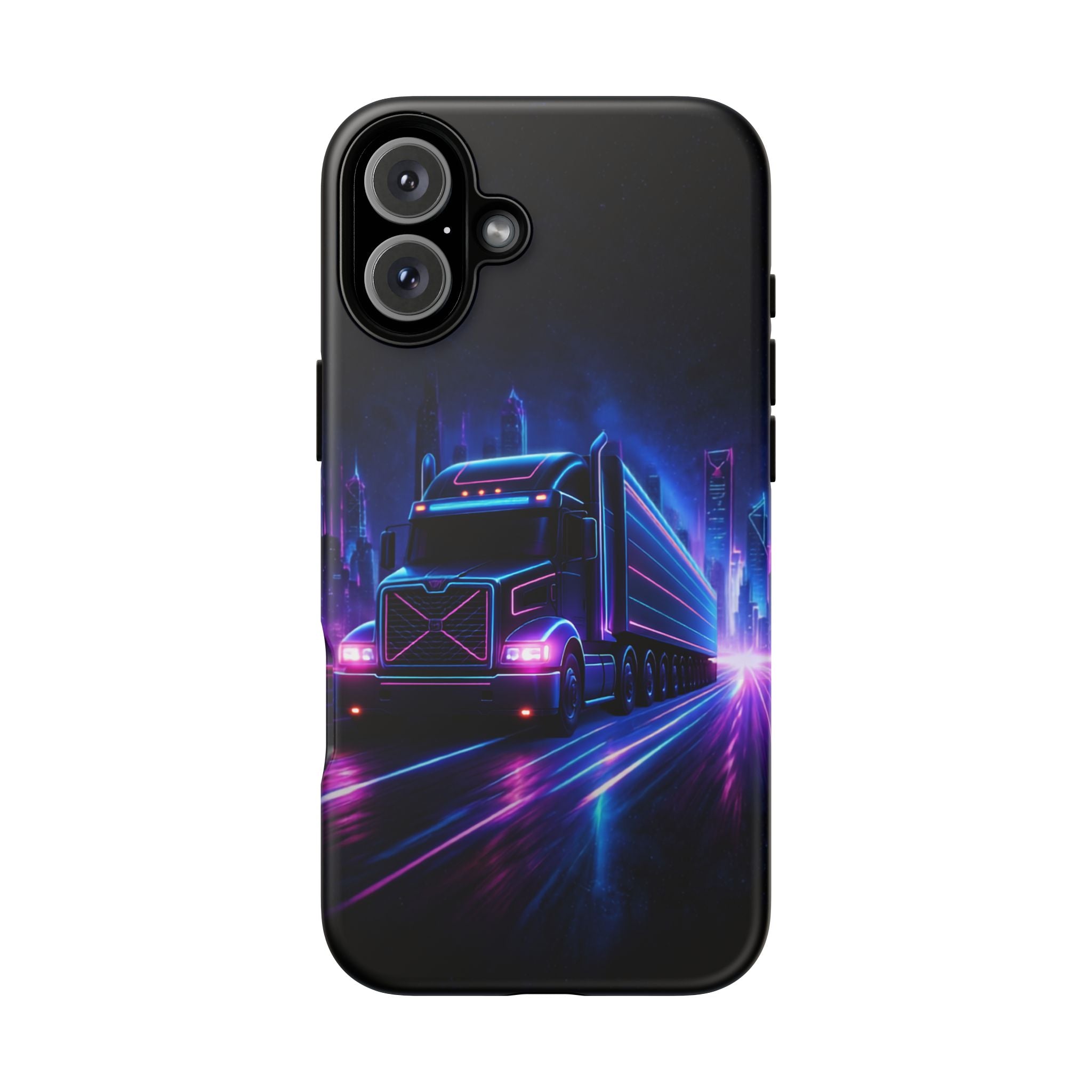 Neon Retro Rig Phone Case — Trucker Semi Truck Nightscape Protective Case