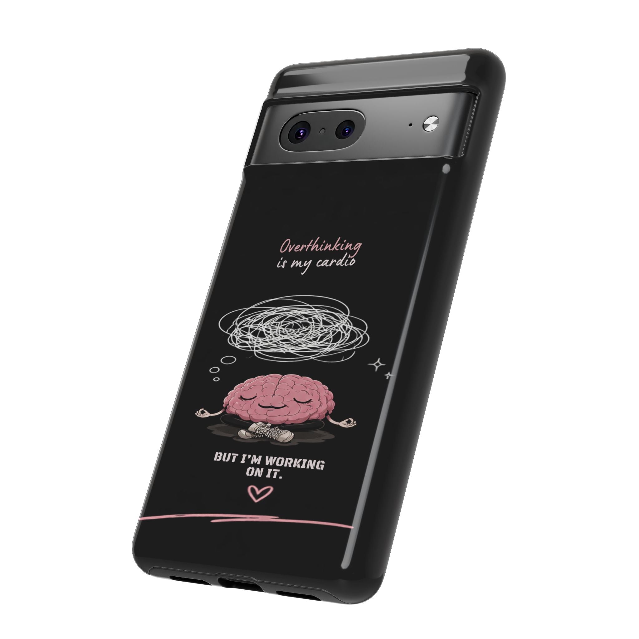 Phone Case — "Overthinking Is My Cardio" Cute Meditating Brain Protective Case